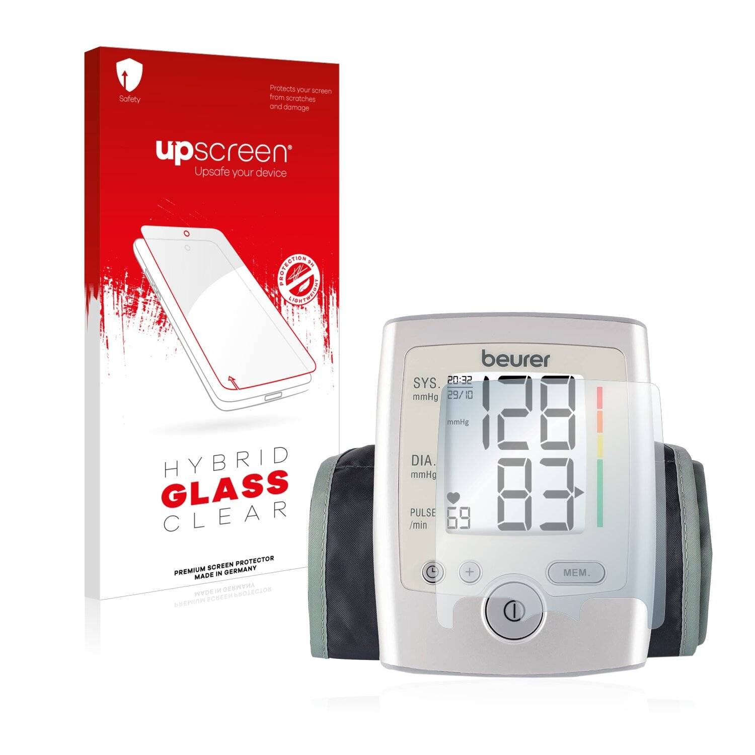 upscreen Hybrid Glass Clear Premium Schutzglas Folie für Beurer BM