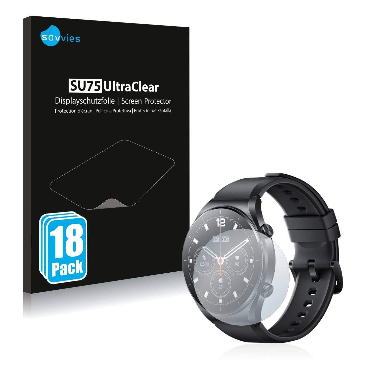 18x Savvies SU75 Displayschutzfolie für Xiaomi Watch