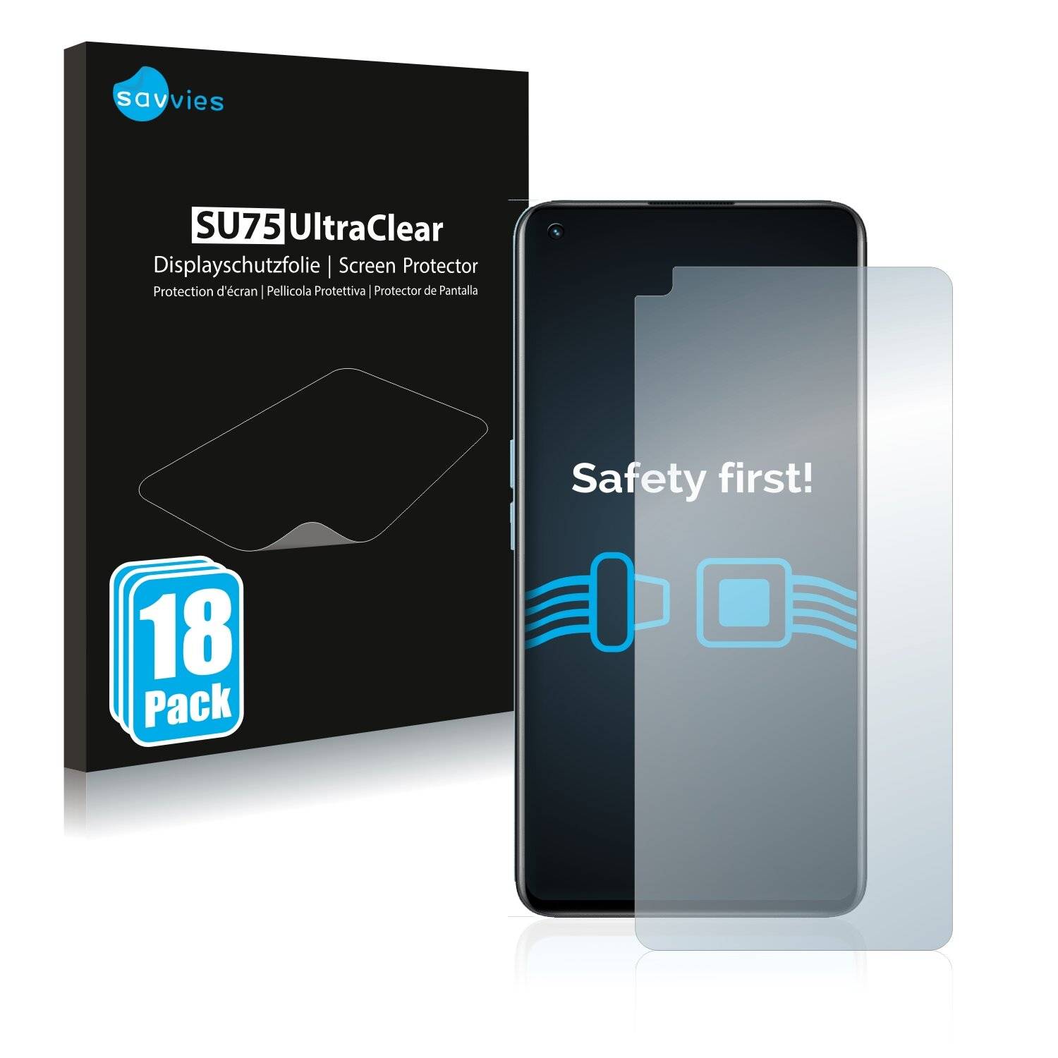 18x Savvies SU75 Displayschutzfolie für Realme GT