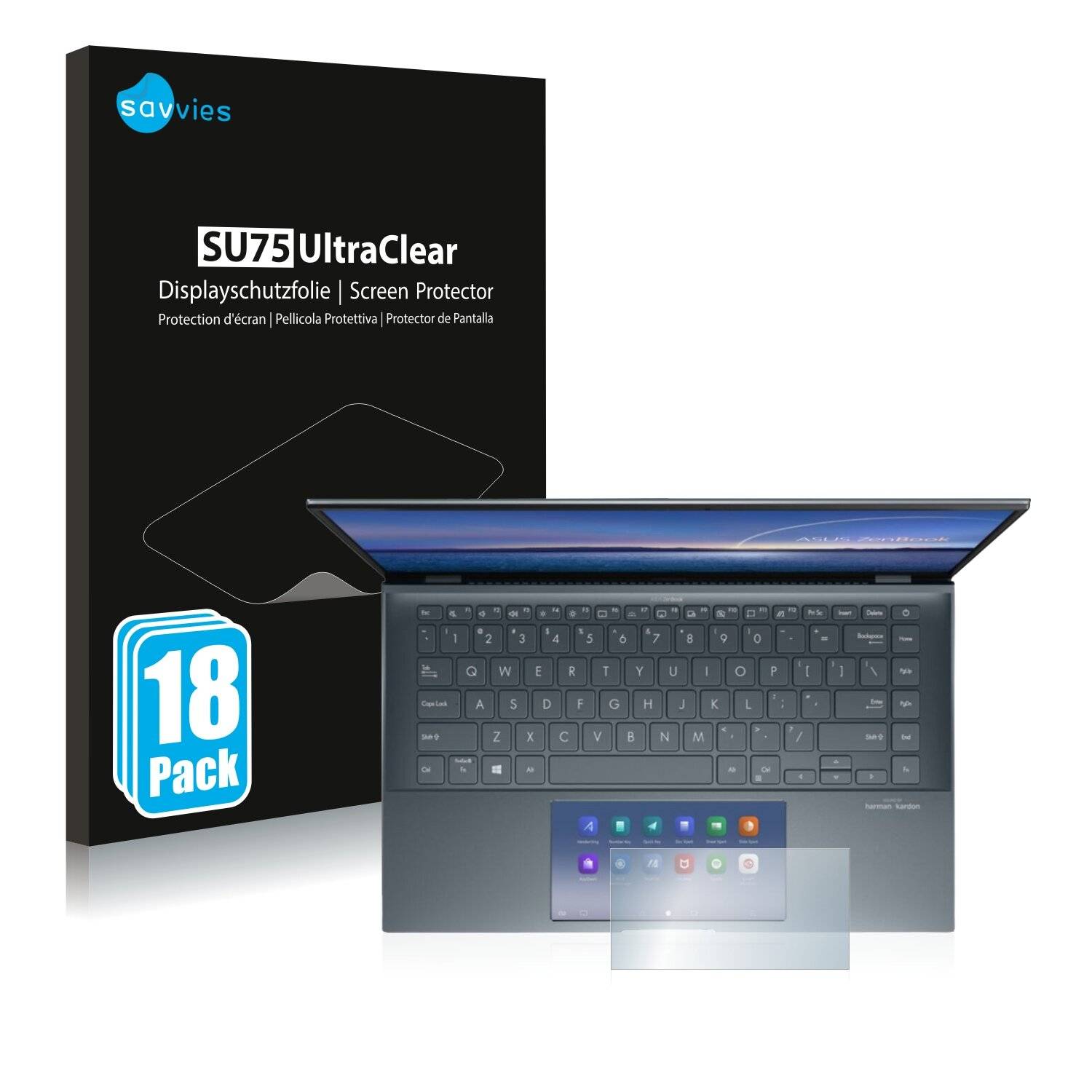 18x Savvies SU75 Displayschutzfolie für Asus ZenBook 14 UX435 (Touch