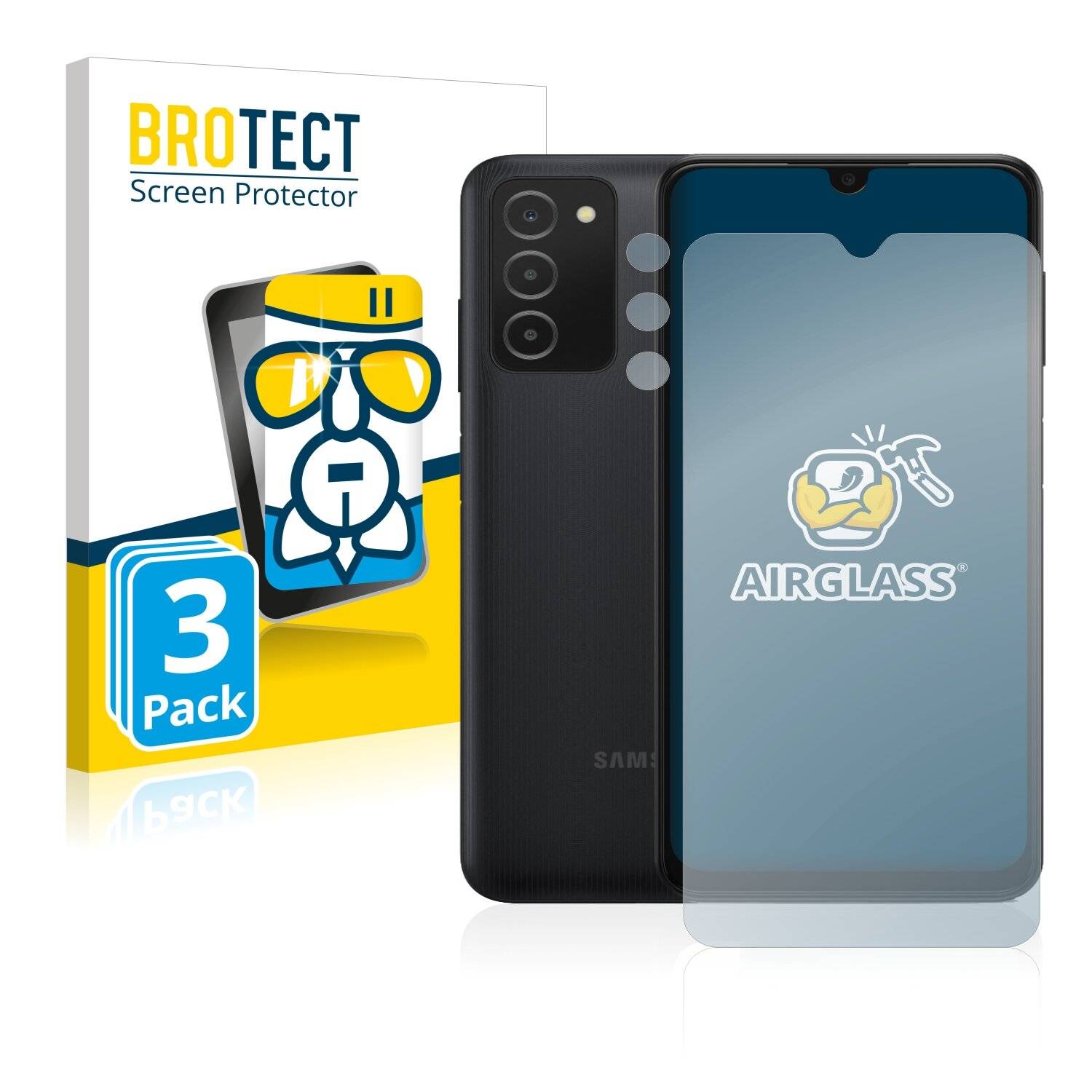 3x BROTECT AirGlass Schutzglas Folie für Samsung Galaxy A13 5G (Vorderseite +