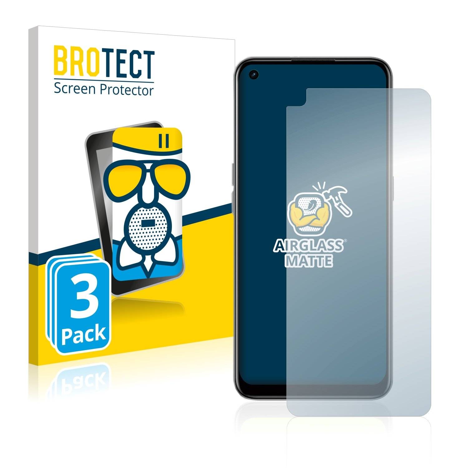 3x BROTECT AirGlass Matte Schutzglas Folie für Oppo