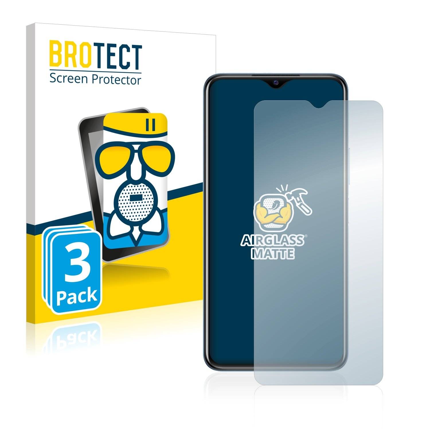 3x BROTECT AirGlass Matte Schutzglas Folie für Vivo