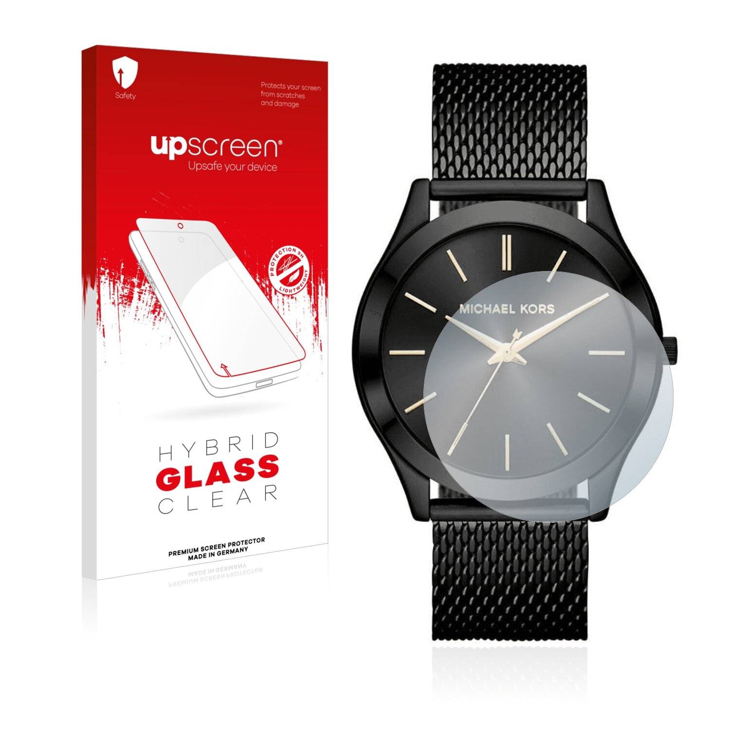 upscreen Hybrid Glass Clear Premium Schutzglas Folie für Michael Kors Slim Runway