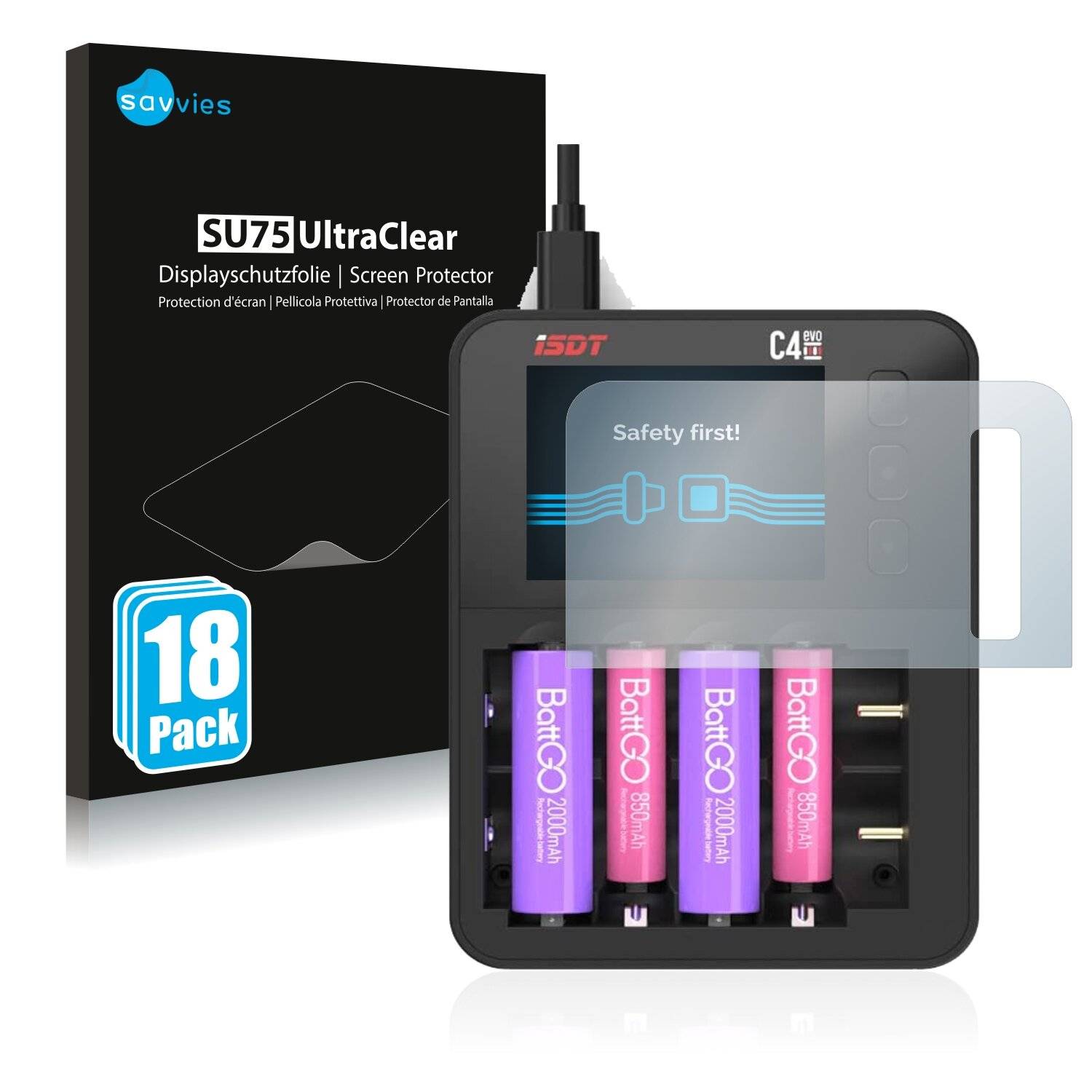 18x Savvies SU75 Displayschutzfolie für ISDT C4