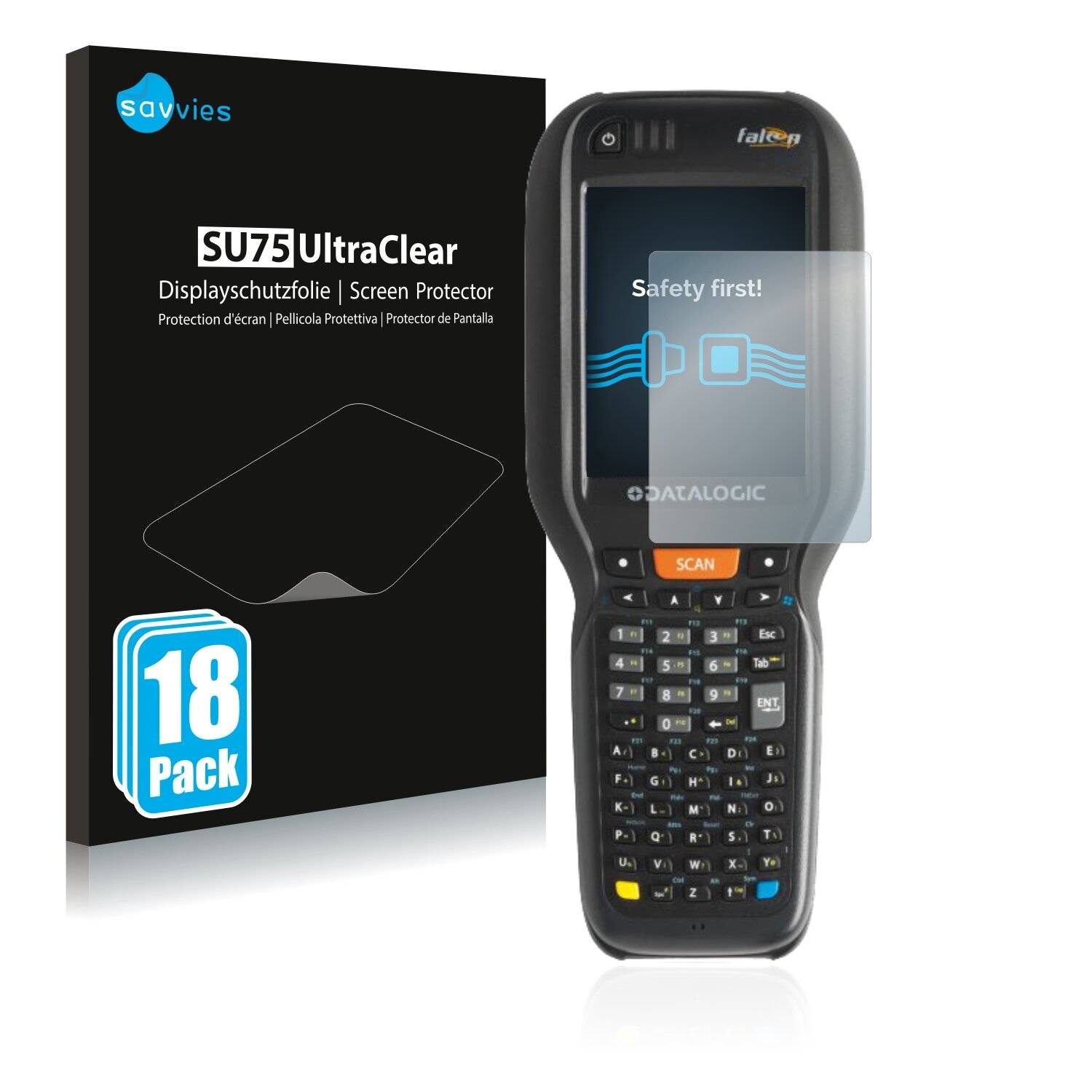 18x Savvies SU75 Displayschutzfolie für Datalogic Falcon X3