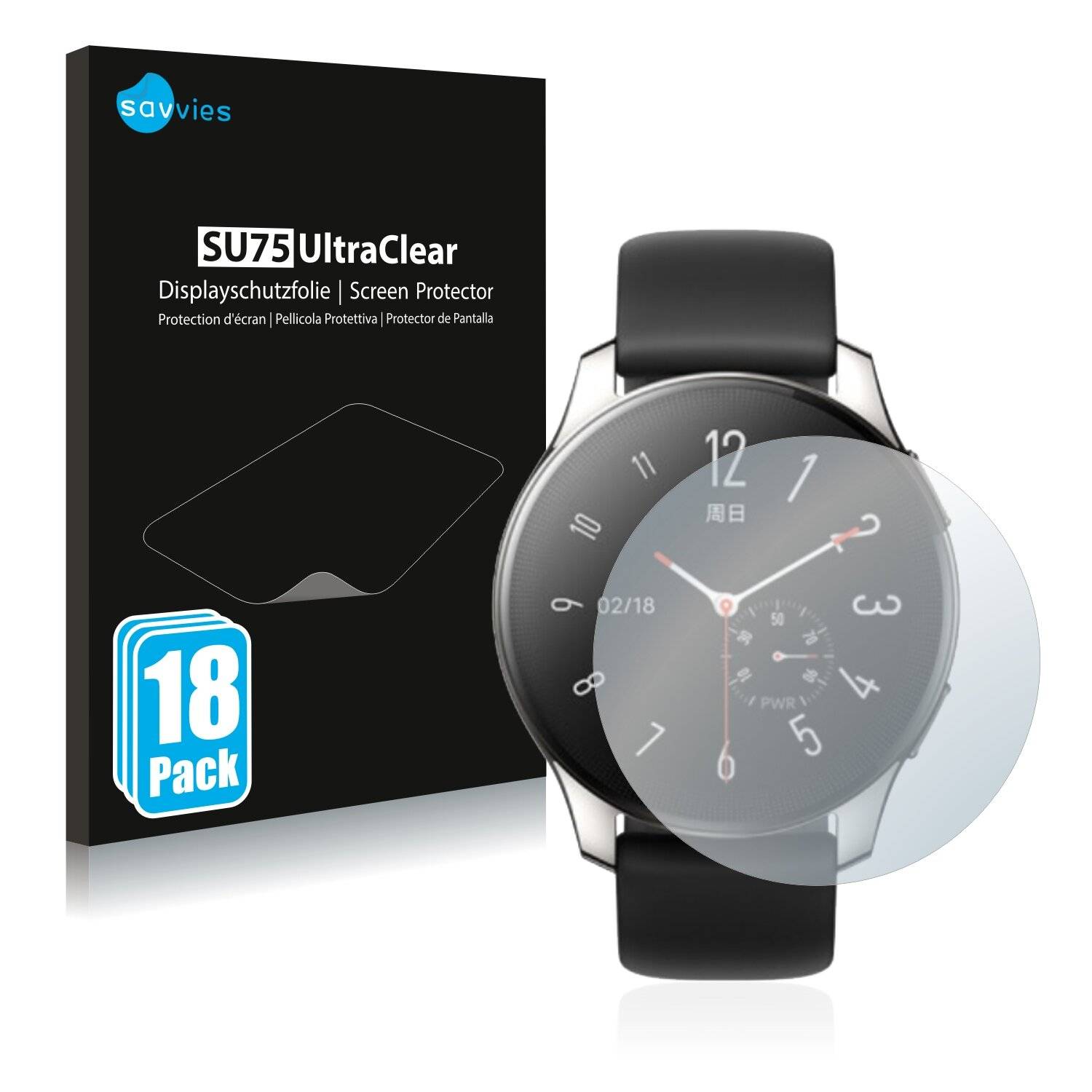 18x Savvies SU75 Displayschutzfolie für Vivo Watch