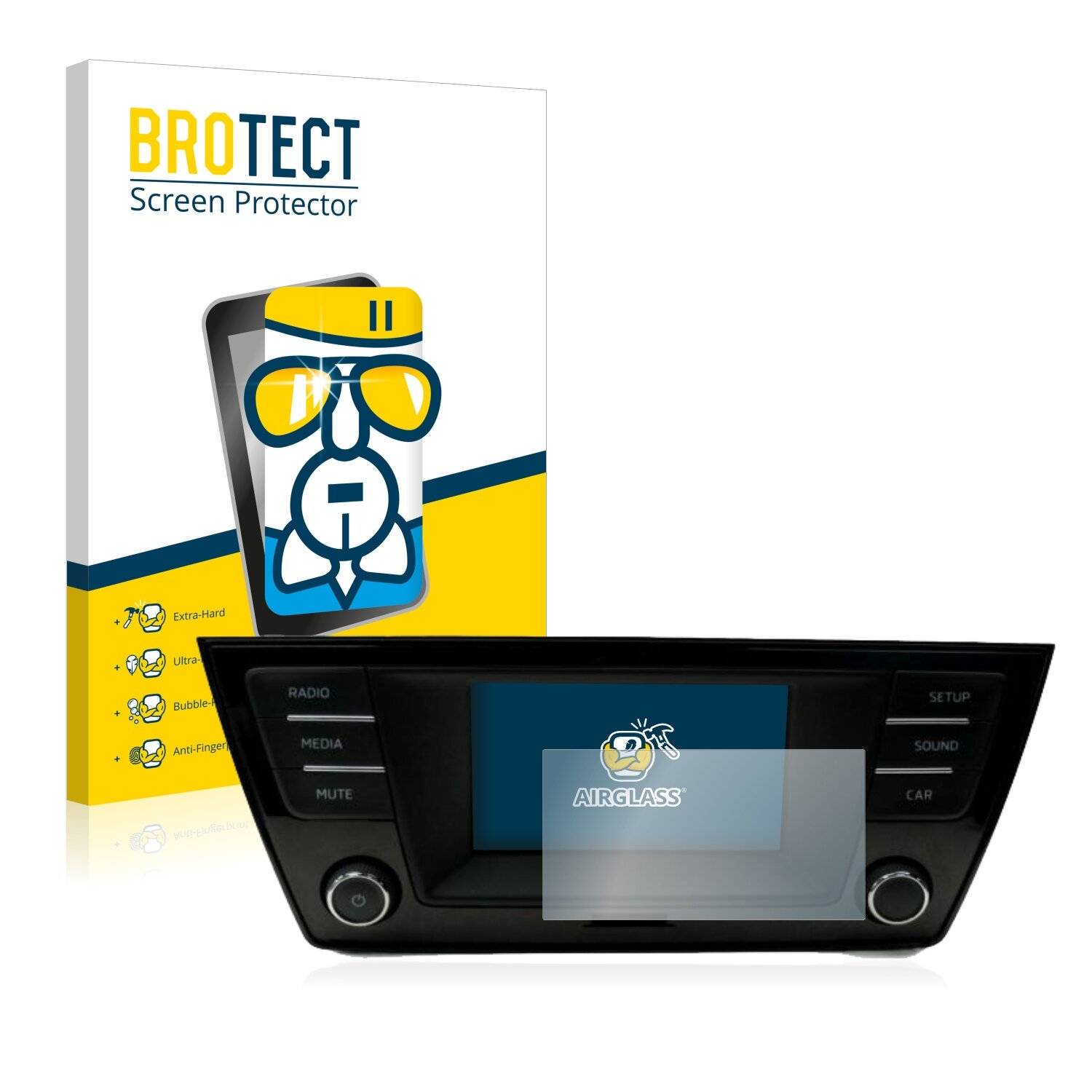 BROTECT AirGlass Schutzglas Folie für Skoda Fabia 3 Radio