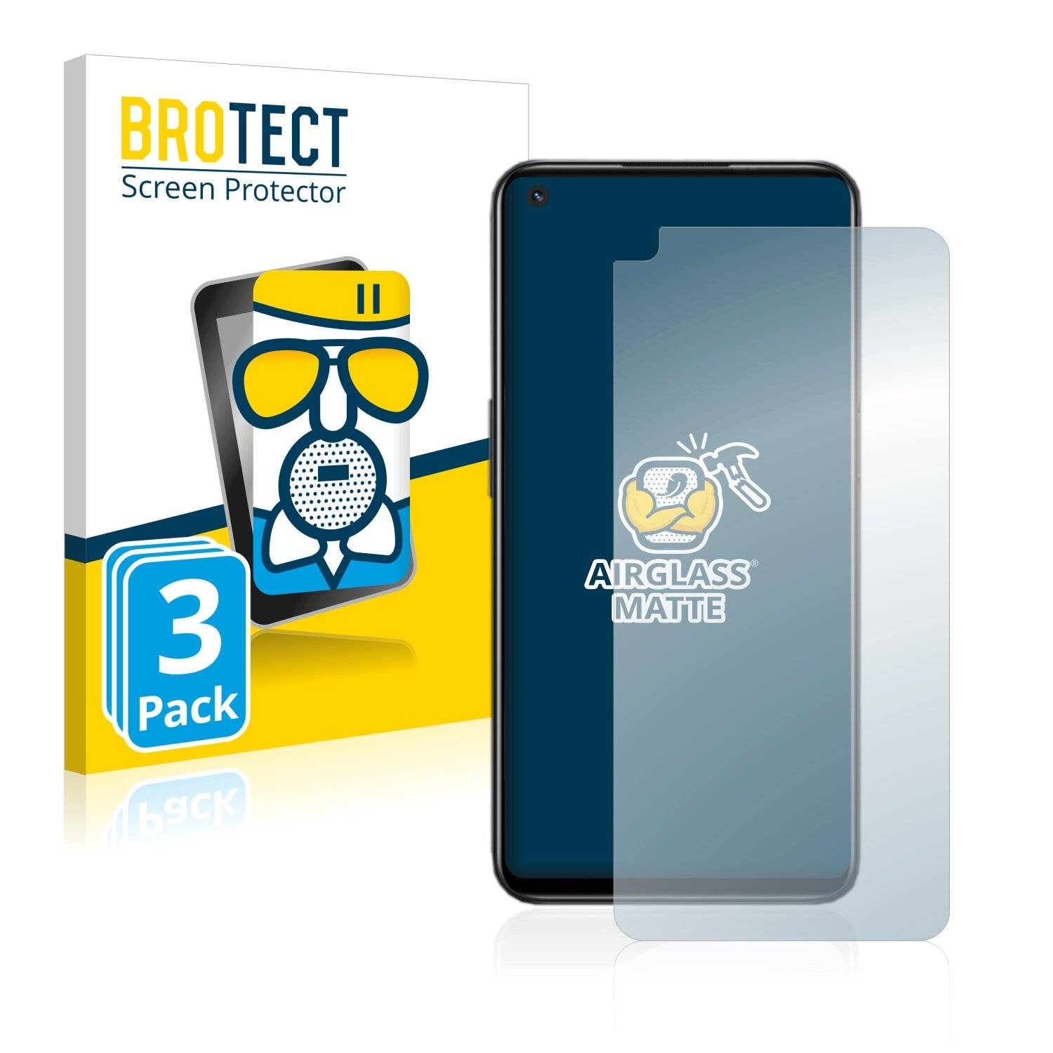 3x BROTECT AirGlass Matte Schutzglas Folie für Oppo