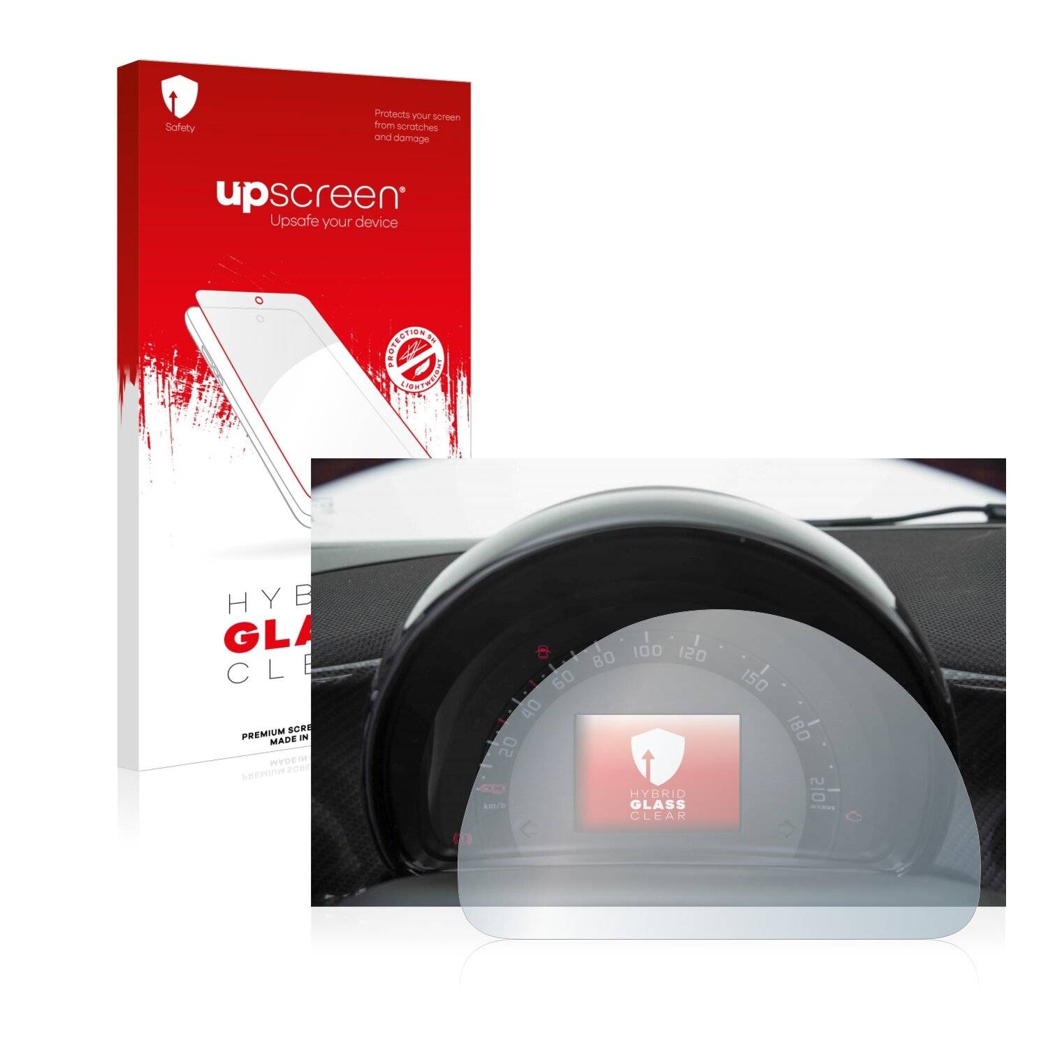 upscreen Hybrid Glass Clear Premium Schutzglas Folie für Smart 453 Fortwo
