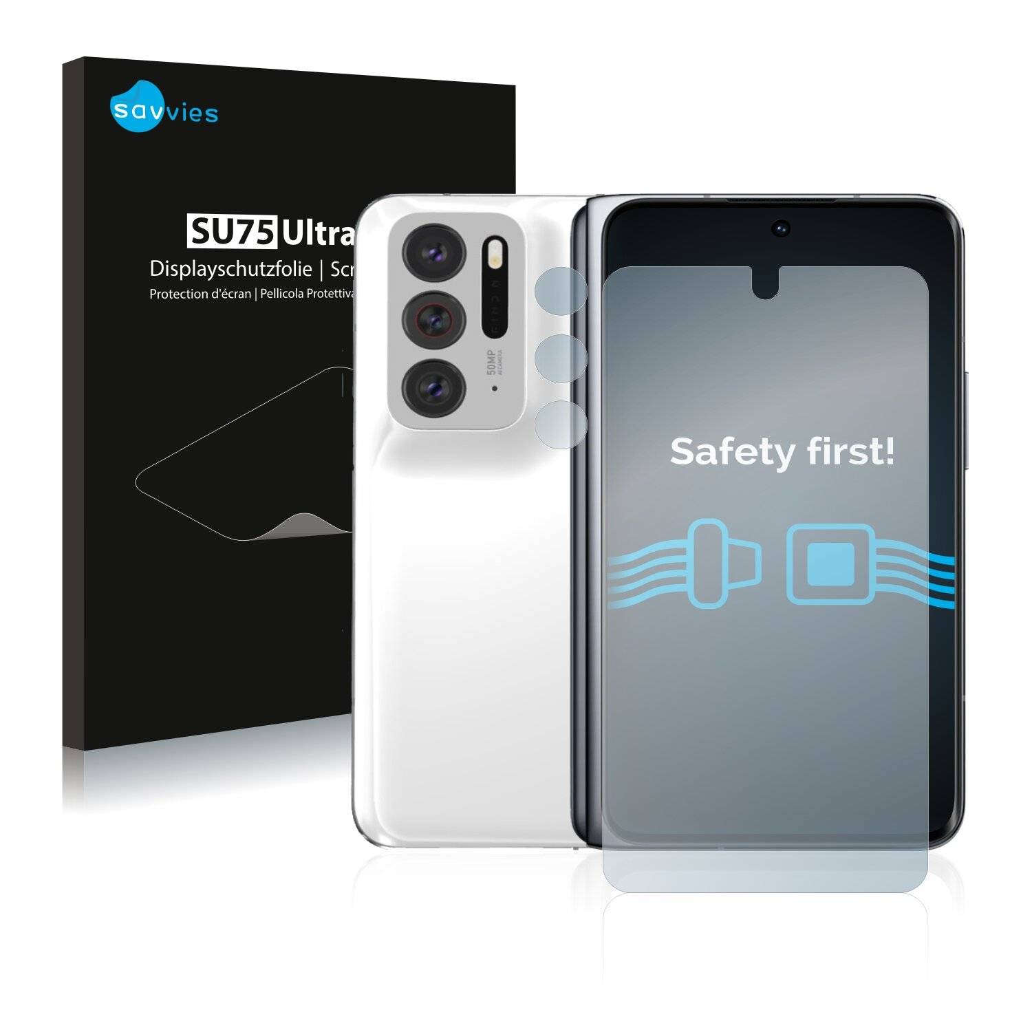 18x Savvies SU75 Displayschutzfolie für Oppo Find N (Vorderseite +
