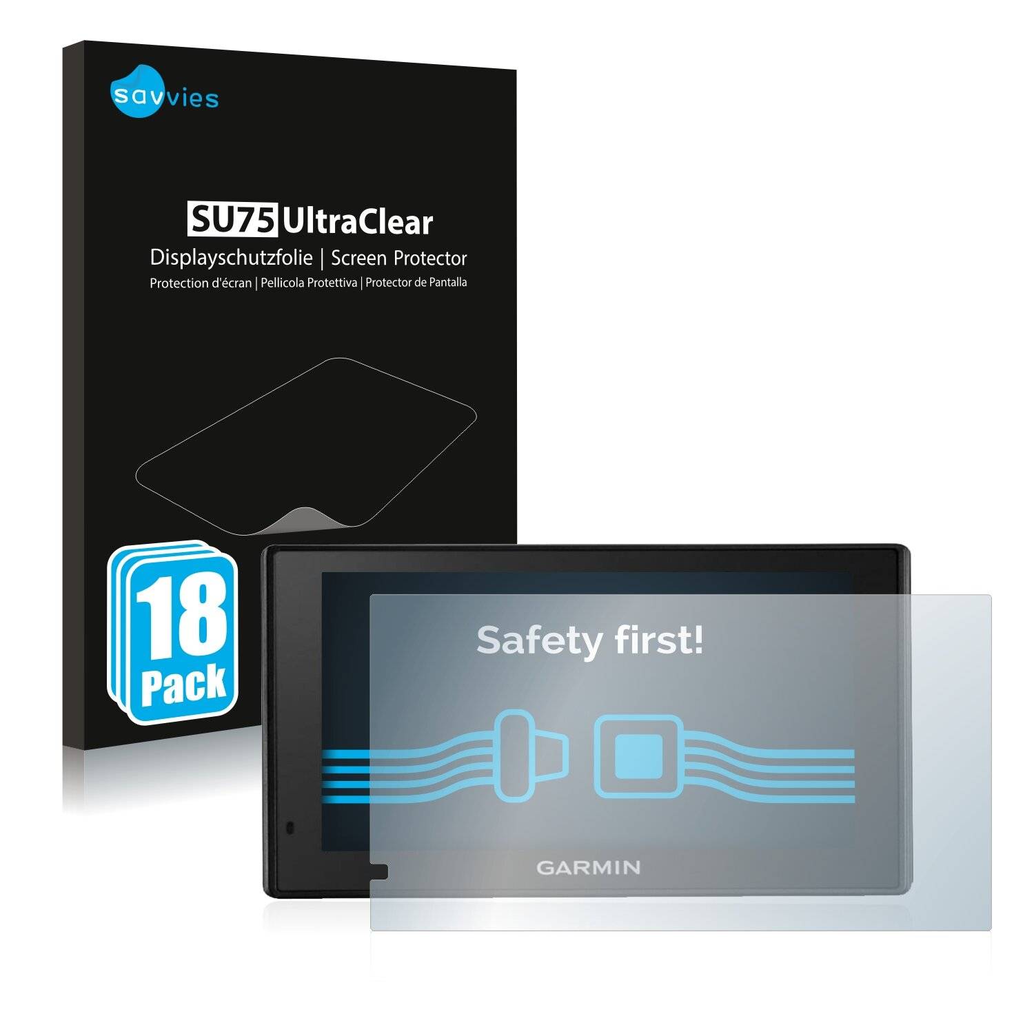 18x Savvies SU75 Displayschutzfolie für Garmin Drive Smart