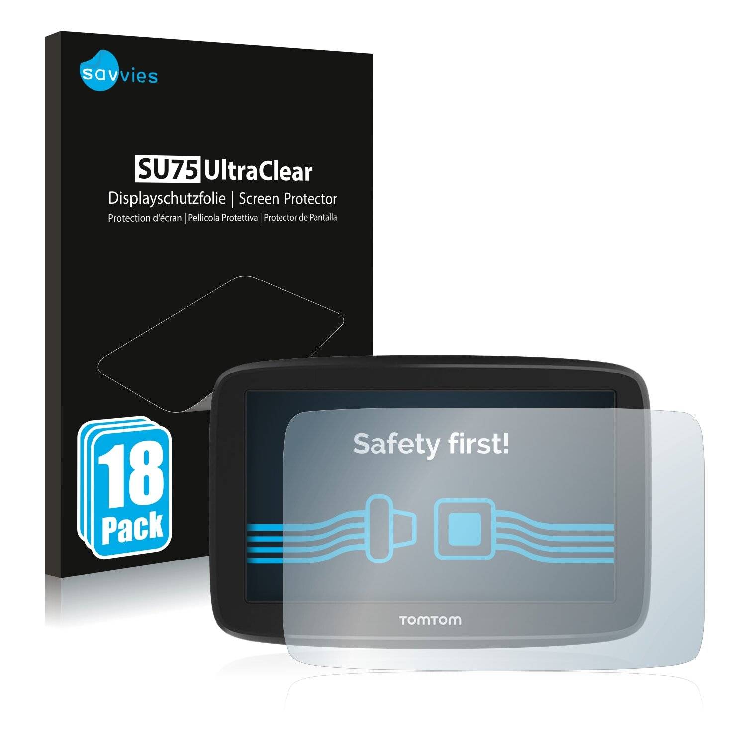 18x Savvies SU75 Displayschutzfolie für TomTom GO Classic