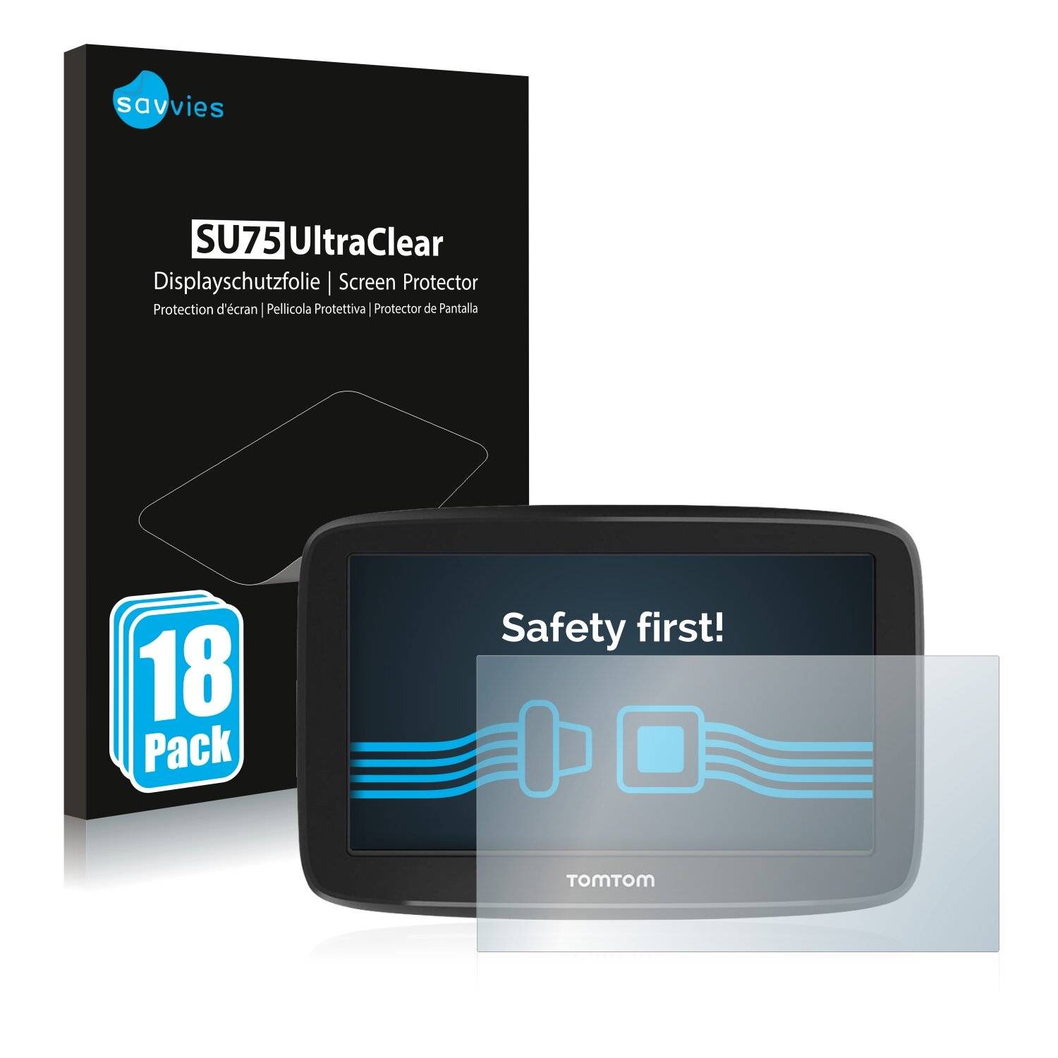 18x Savvies SU75 Displayschutzfolie für TomTom GO Classic