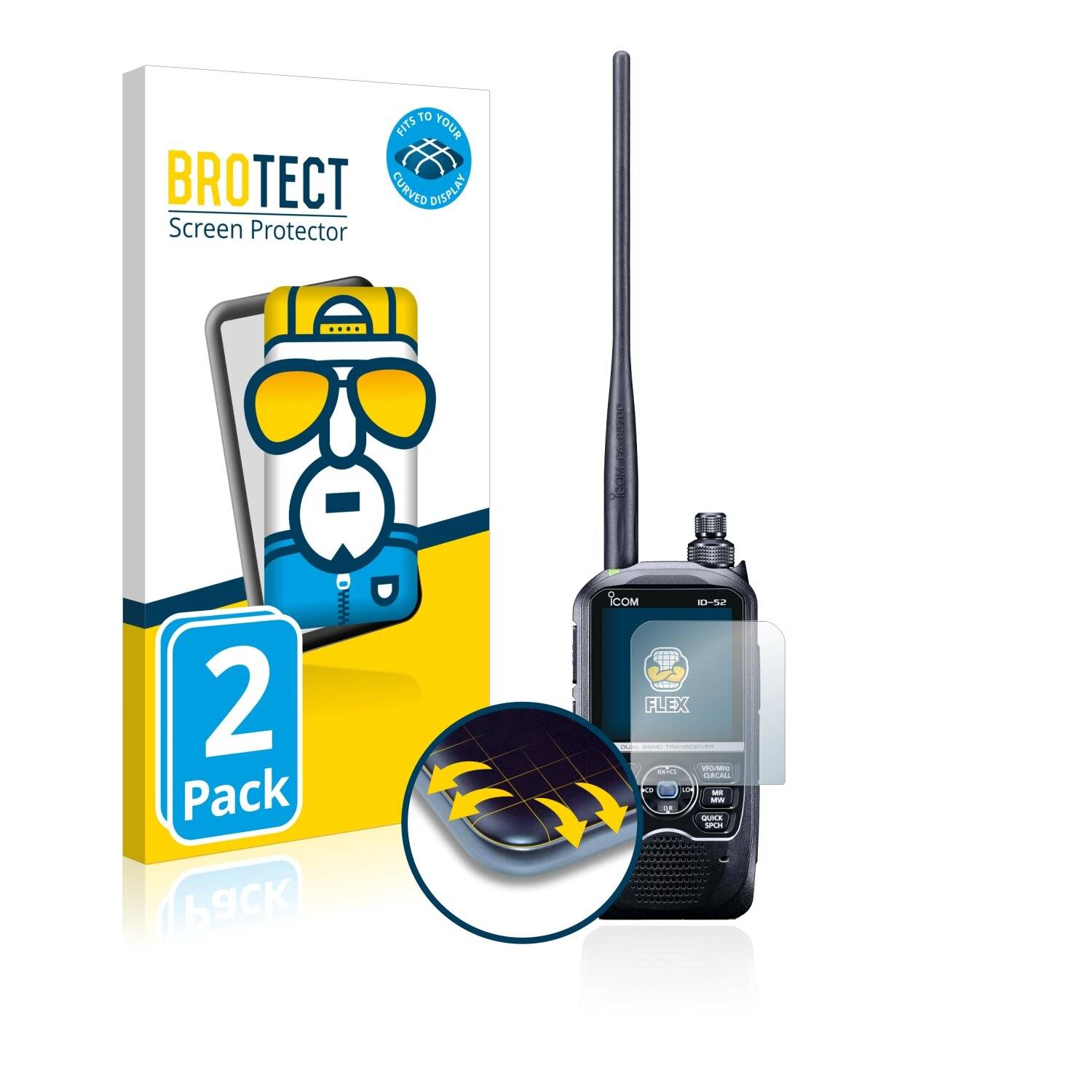2x BROTECT Flex Full-Cover Displayschutzfolie für Icom