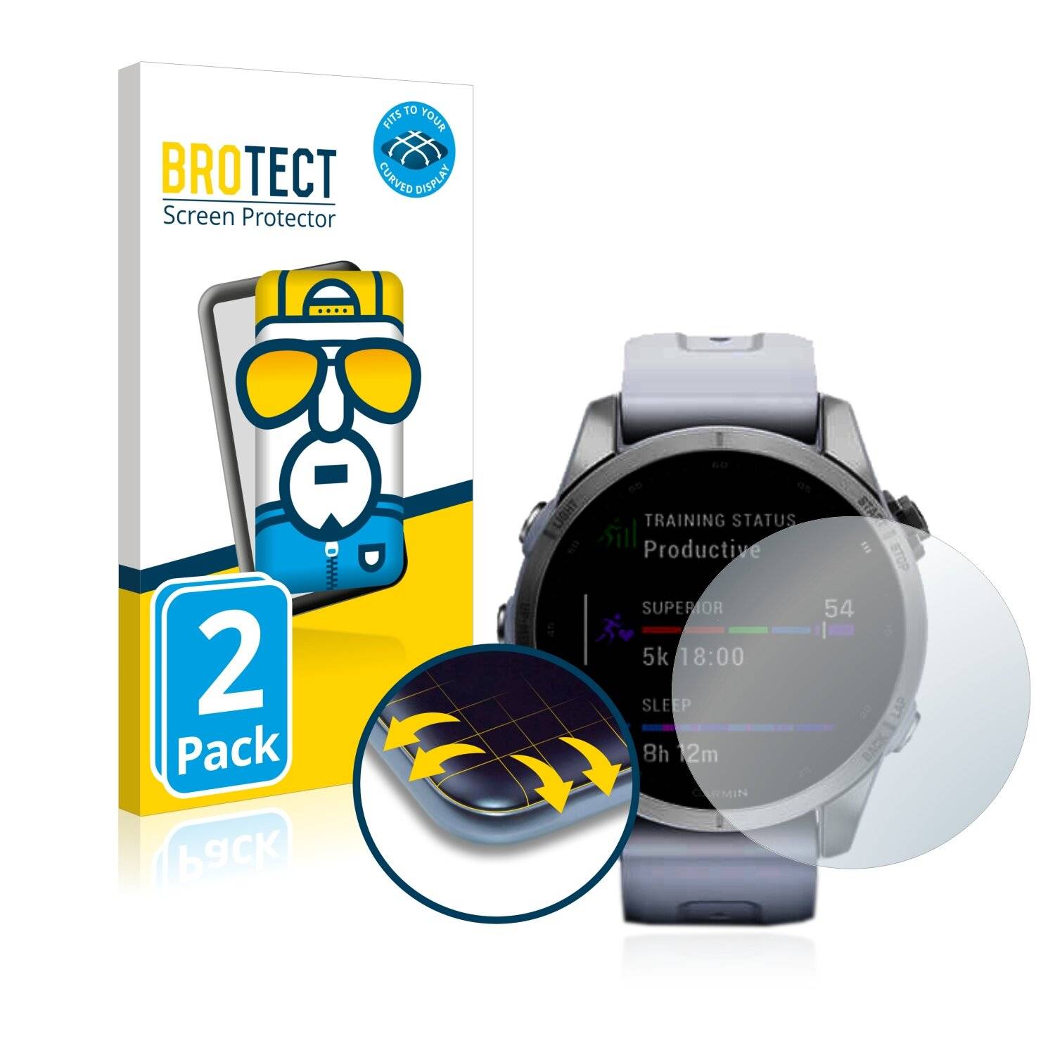 2x BROTECT Flex Full-Cover Displayschutzfolie für Garmin Fenix 7S (42