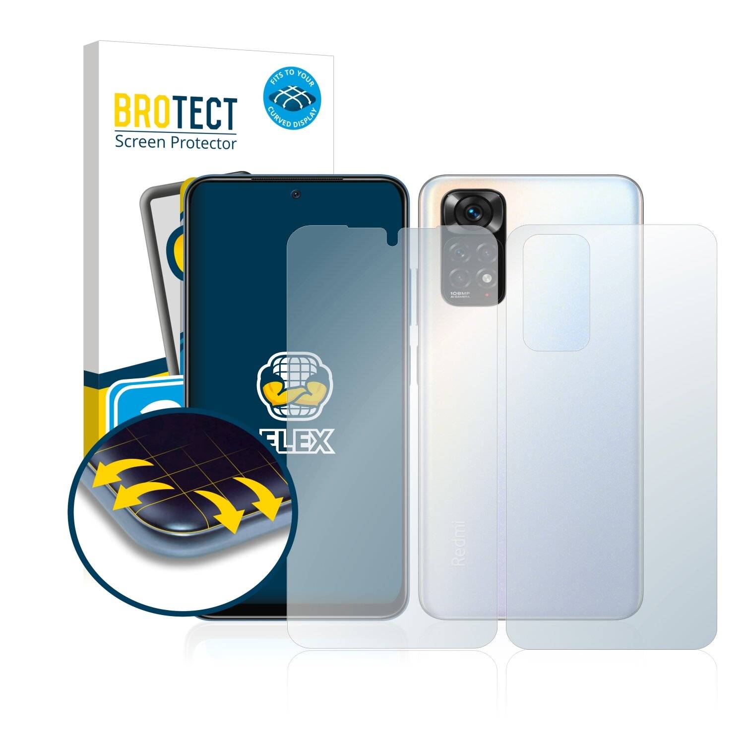 2x BROTECT Flex Full-Cover Displayschutzfolie für Xiaomi Redmi Note 11S (Vorder +