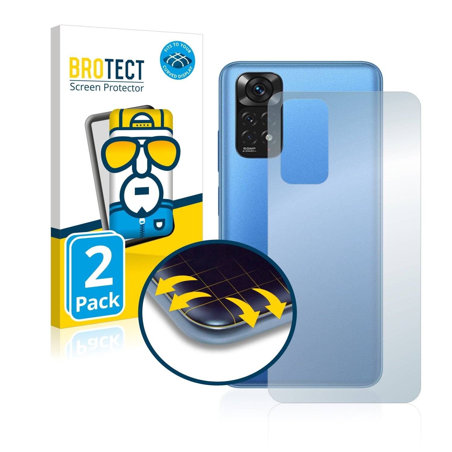 2x BROTECT Flex Full-Cover Displayschutzfolie für Xiaomi Redmi Note 11