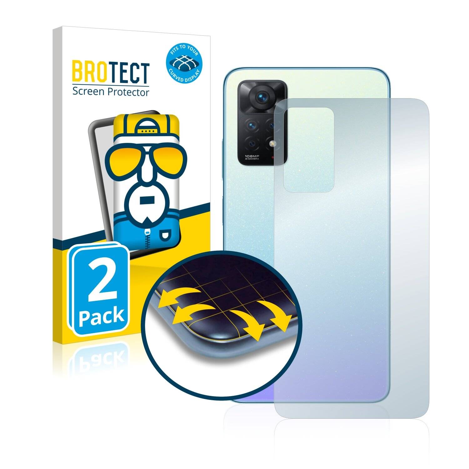 2x BROTECT Flex Full-Cover Displayschutzfolie für Xiaomi Redmi Note 11 Pro