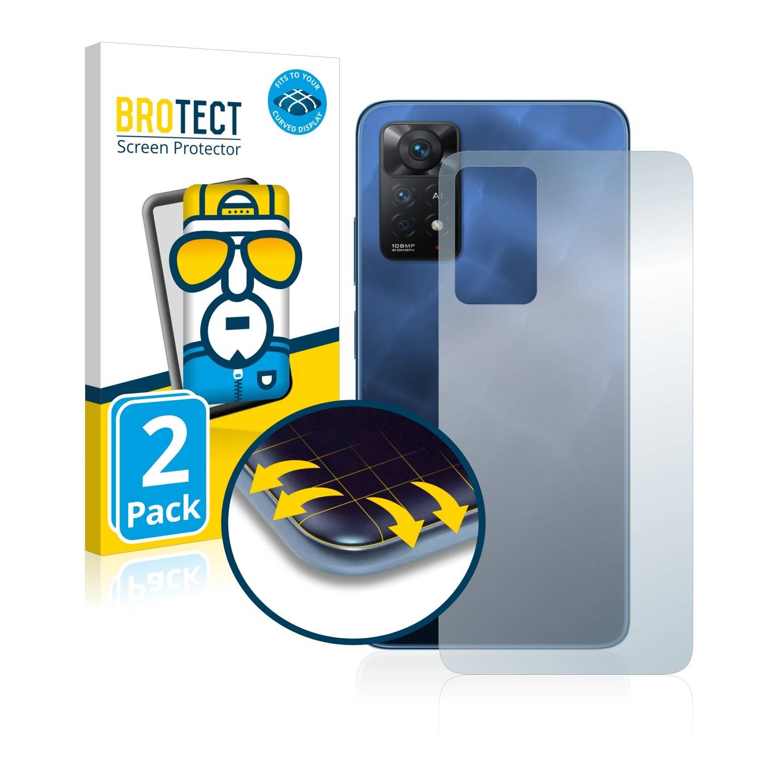 2x BROTECT Flex Full-Cover Displayschutzfolie für Xiaomi Redmi Note 11 Pro 5G