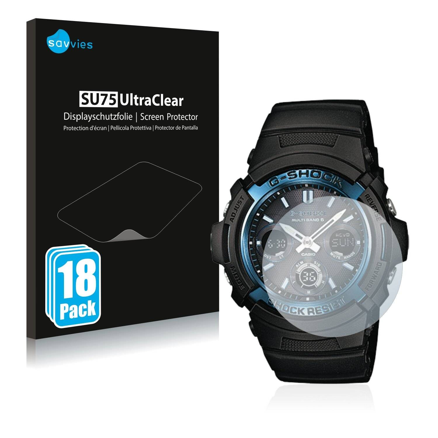 18x Savvies SU75 Displayschutzfolie für Casio AWG