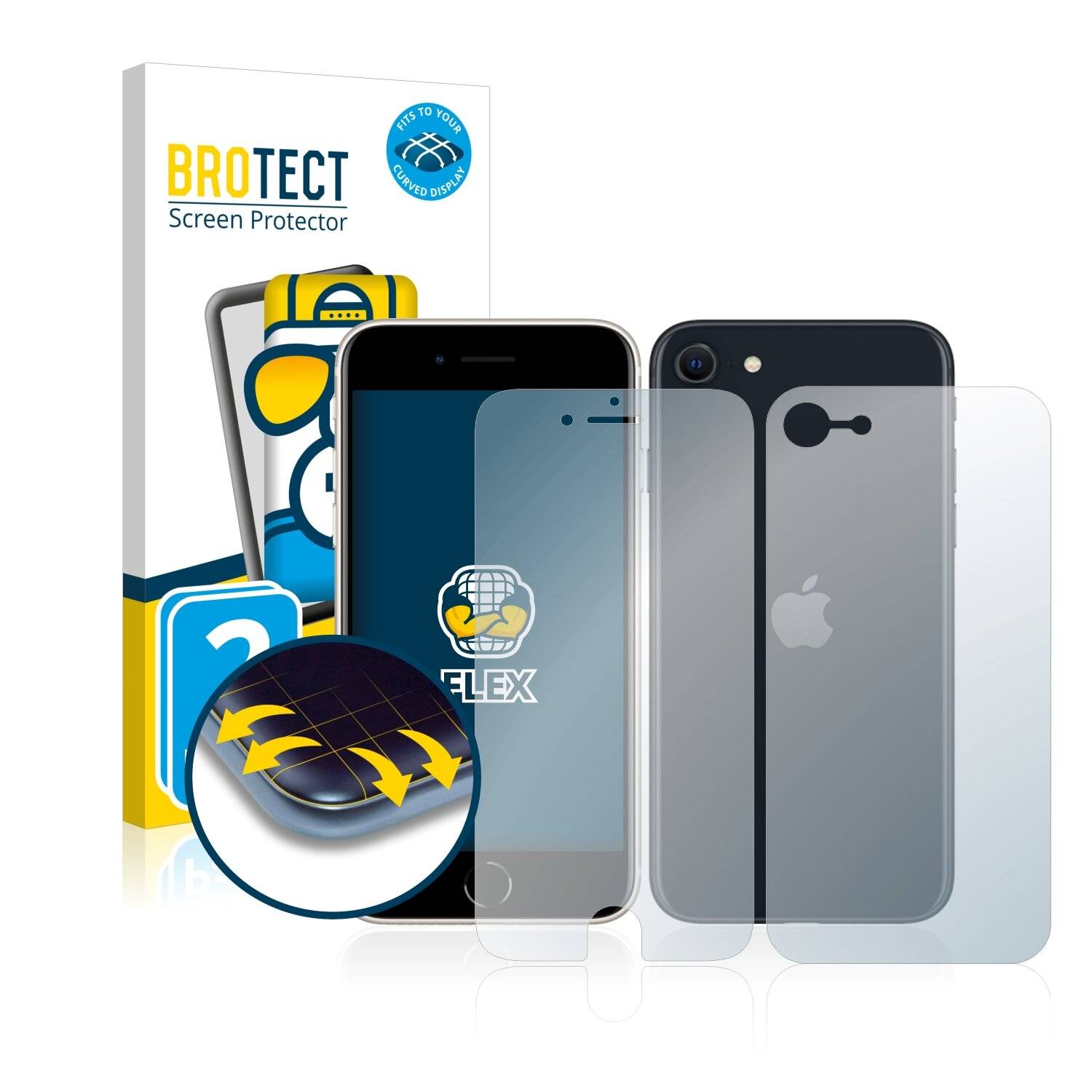 2x BROTECT Flex Full-Cover Displayschutzfolie für Apple iPhone SE 3 2022 (Vorder +