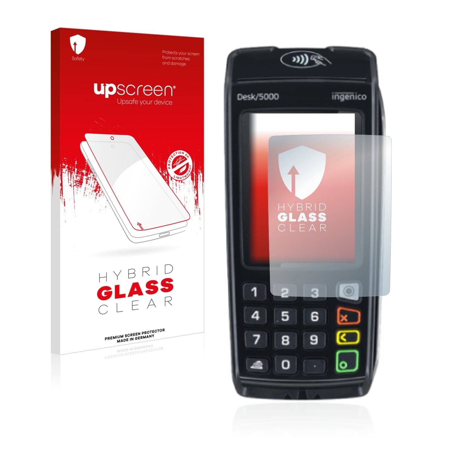 upscreen Hybrid Glass Clear Premium Schutzglas Folie für Concardis Desk