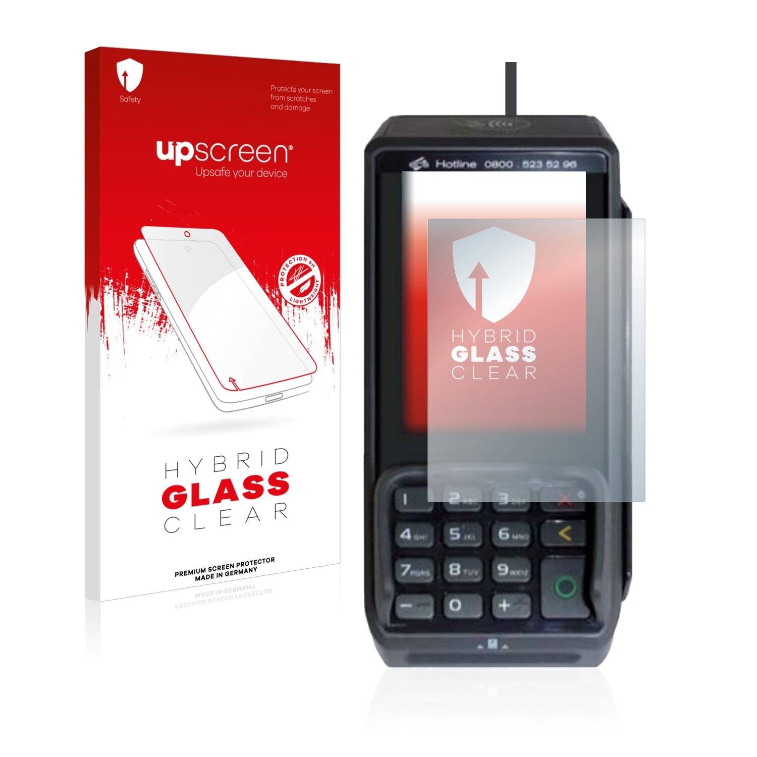 upscreen Hybrid Glass Clear Premium Schutzglas Folie für Concardis Base