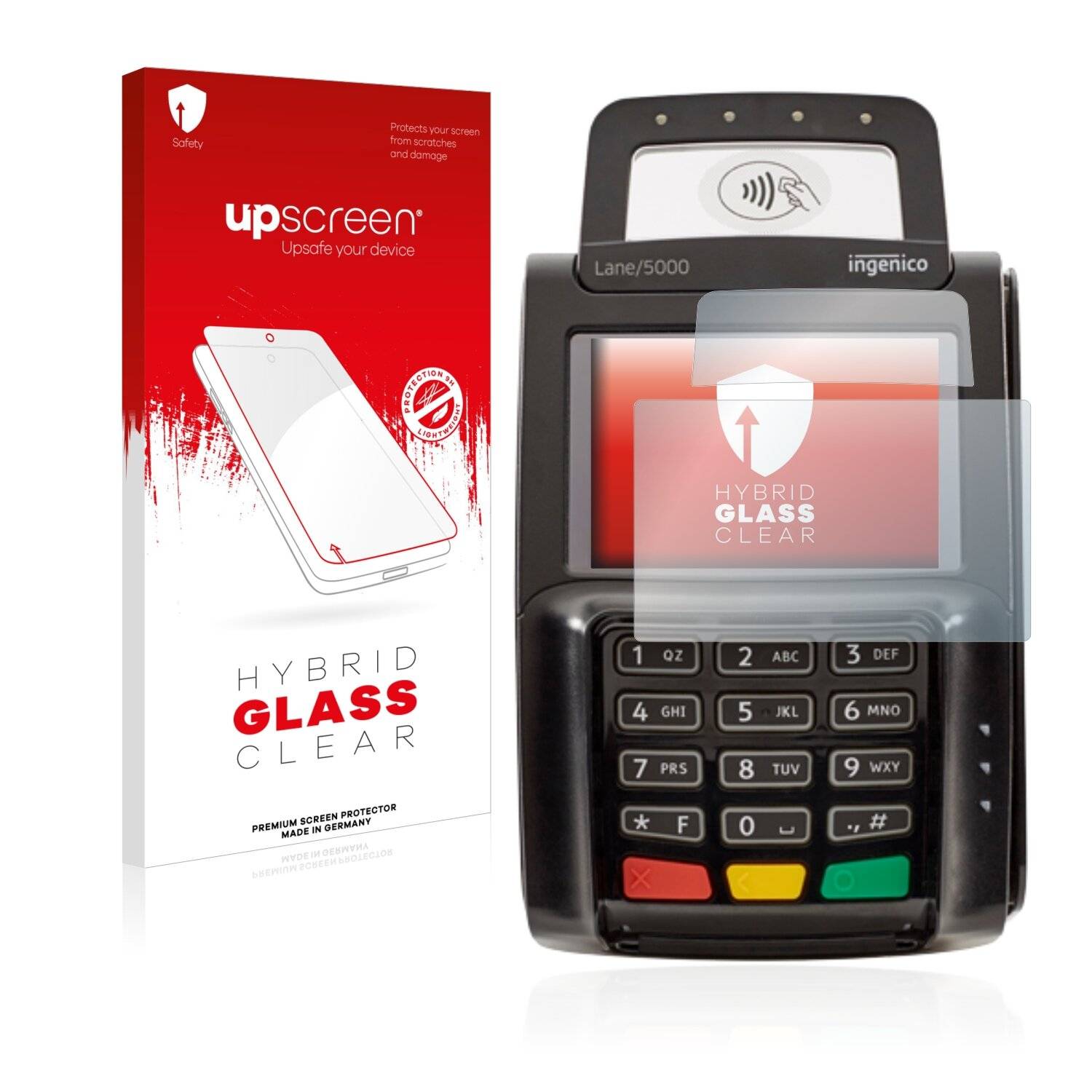 upscreen Hybrid Glass Clear Premium Schutzglas Folie für Concardis Lane