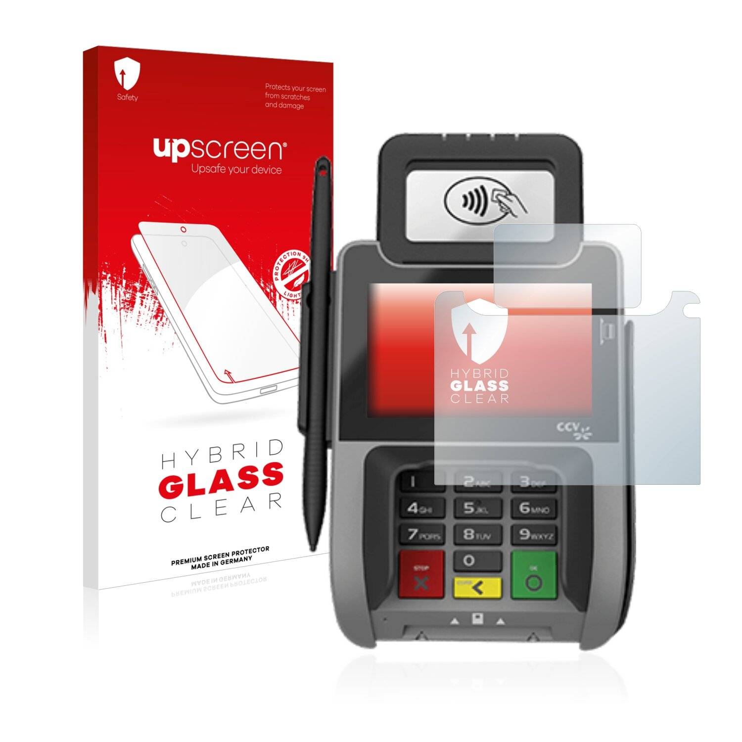upscreen Hybrid Glass Clear Premium Schutzglas Folie für Concardis Pad