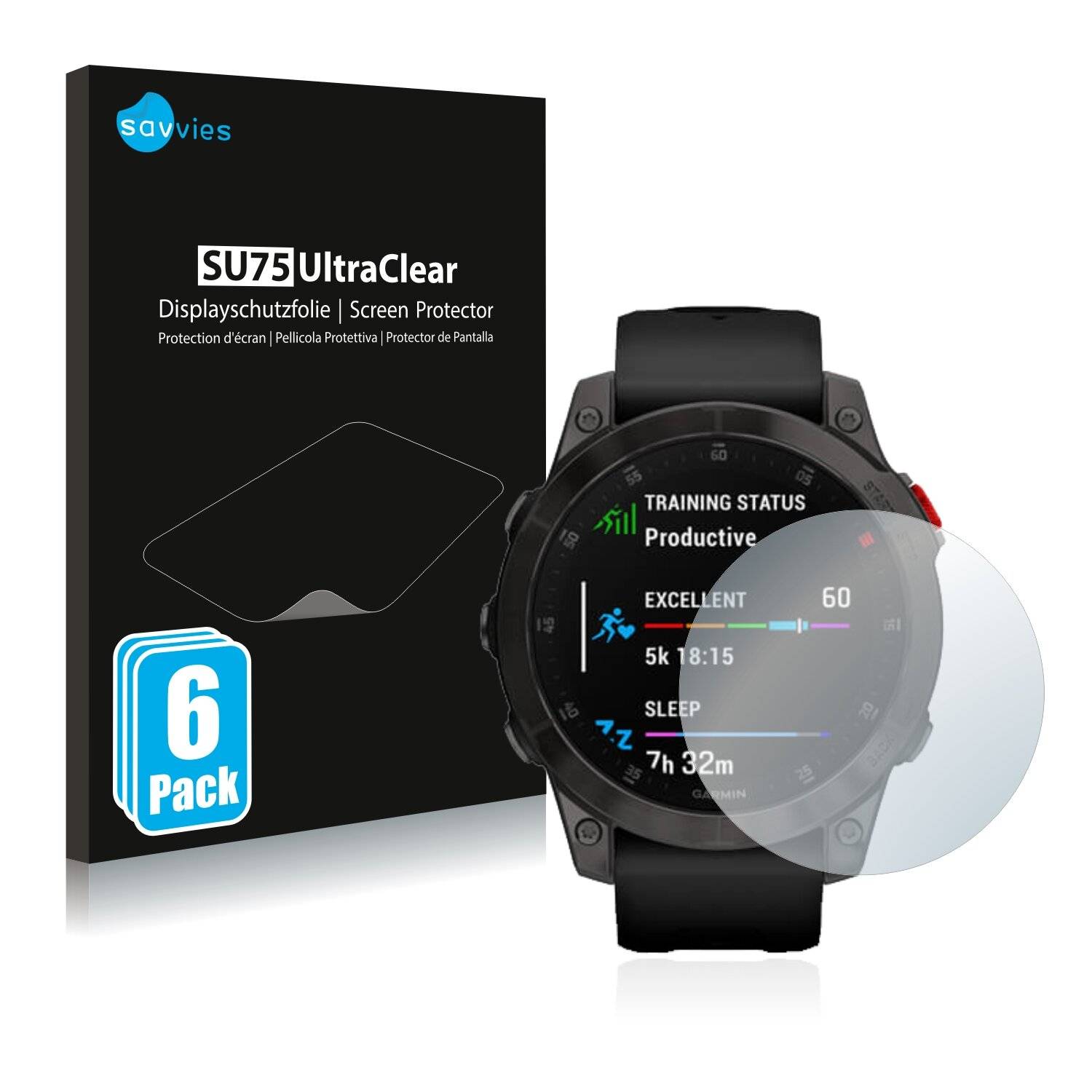6x Savvies SU75 Displayschutzfolie für Garmin epix (Gen
