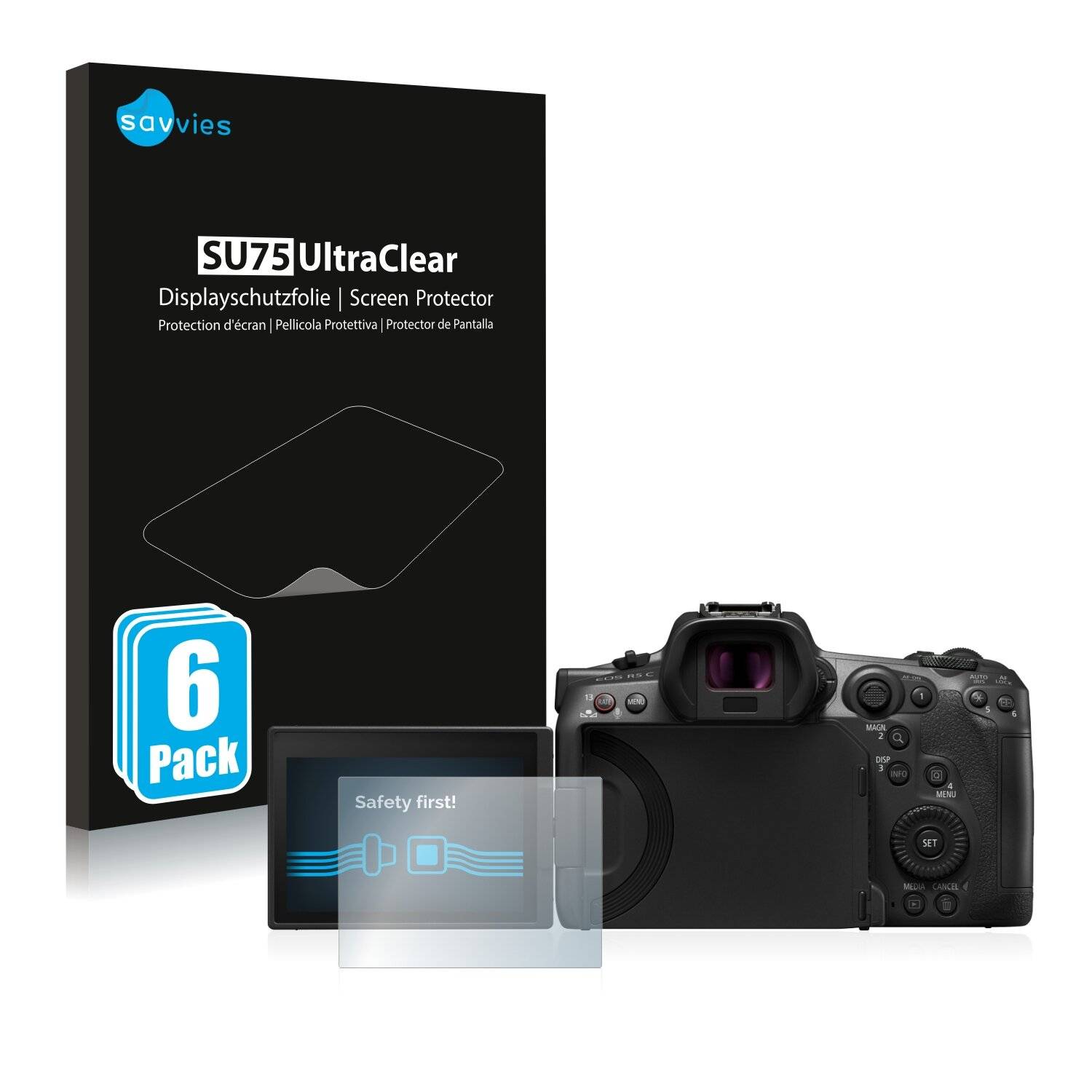 6x Savvies SU75 Displayschutzfolie für Canon EOS R5