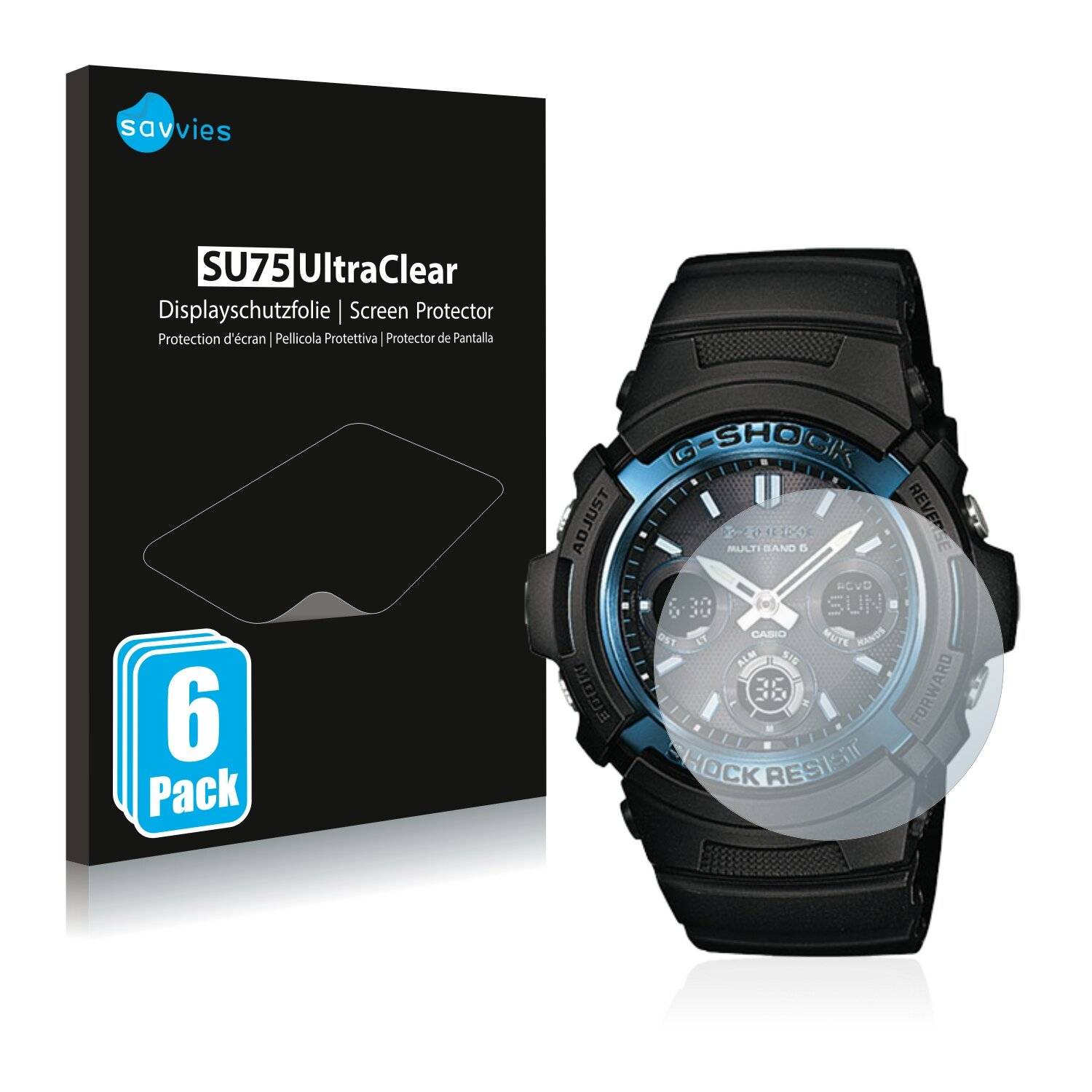 6x Savvies SU75 Displayschutzfolie für Casio AWG