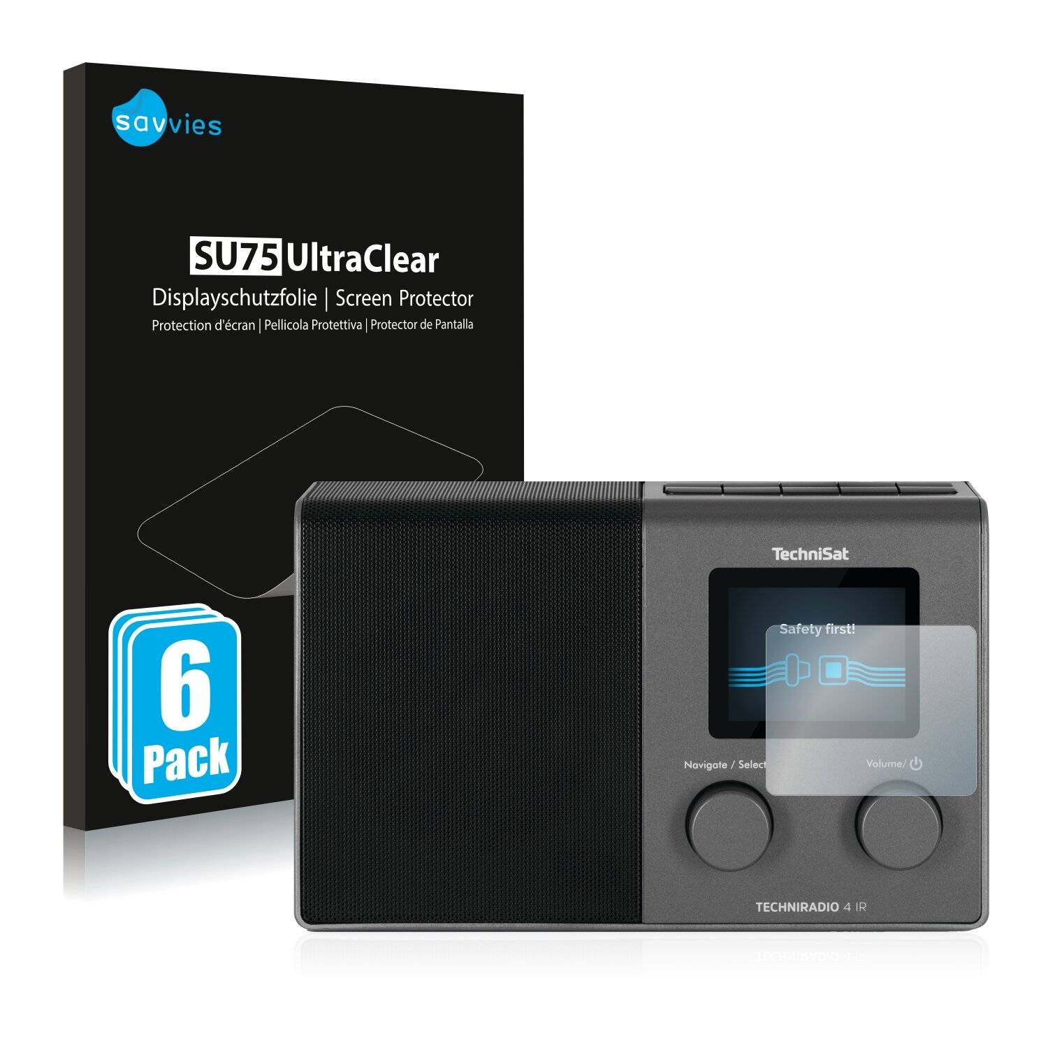 6x Savvies SU75 Displayschutzfolie für Technisat Techniradio 4