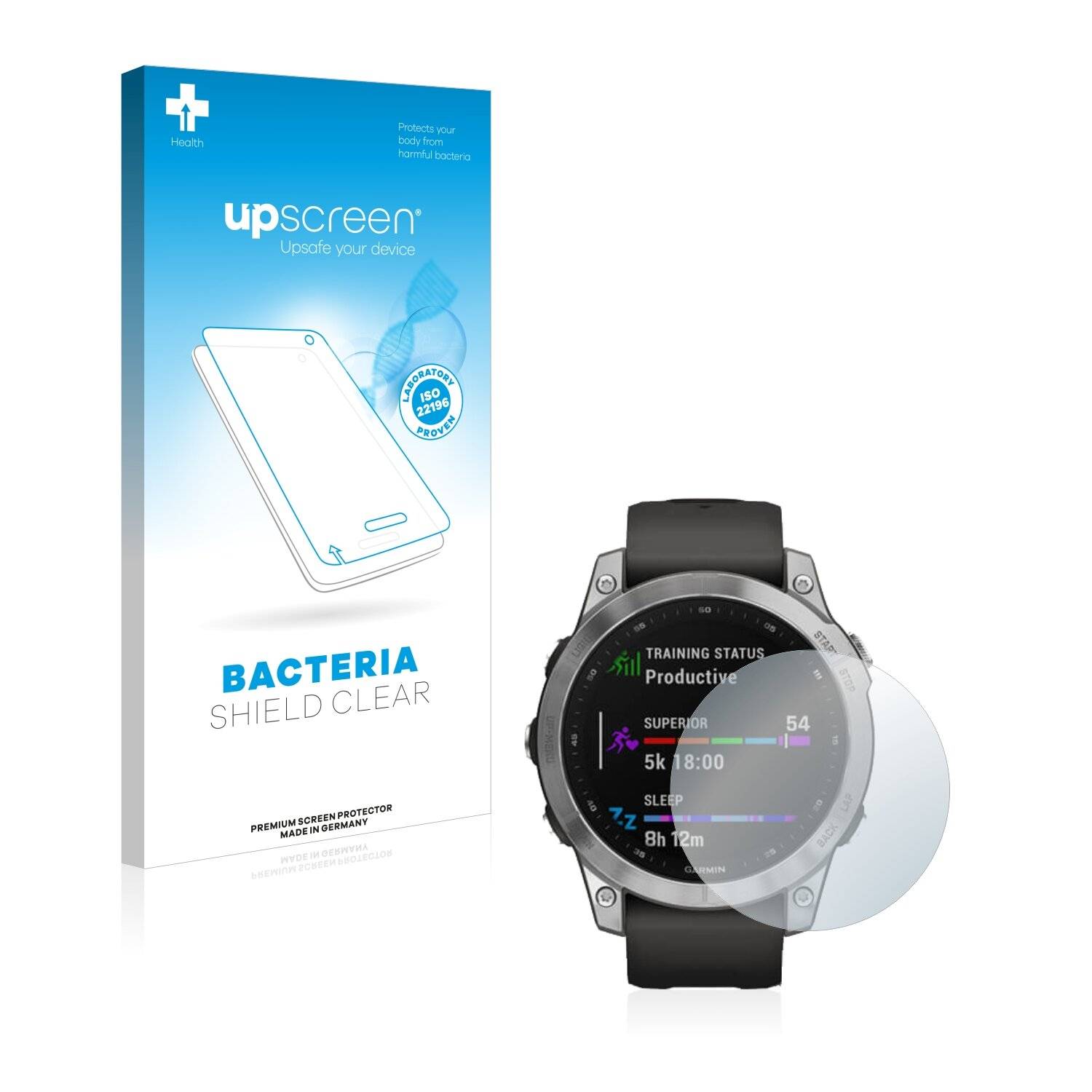 upscreen Bacteria Shield Clear Premium Antibakterielle Displayschutzfolie für Garmin Fenix 7