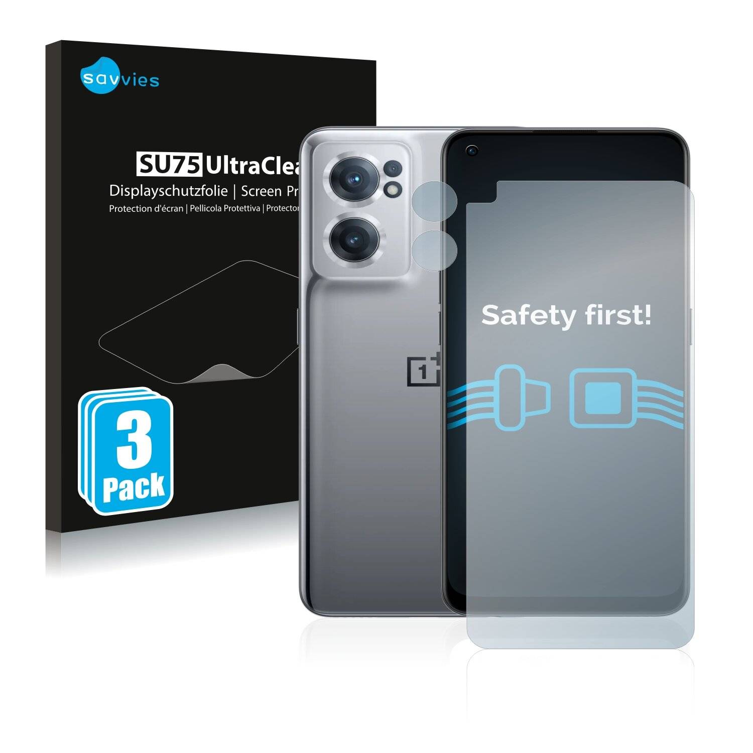 6x Savvies SU75 Displayschutzfolie für OnePlus Nord CE 2 5G (Vorderseite +