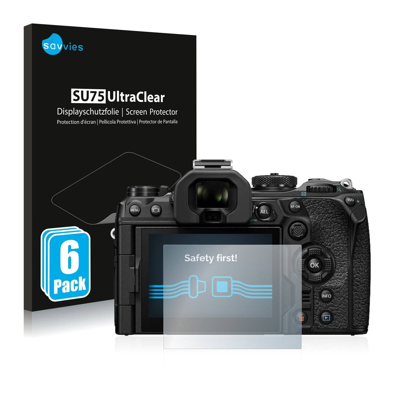 6x Savvies SU75 Displayschutzfolie für Olympus OM-1