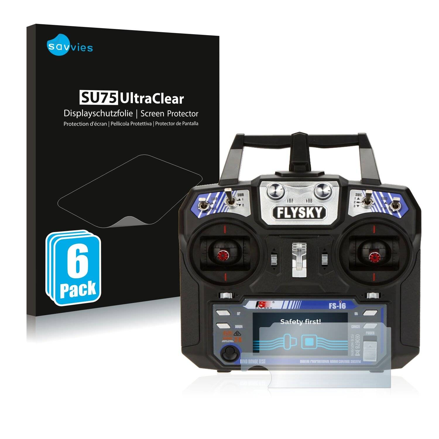 6x Savvies SU75 Displayschutzfolie für FlySky