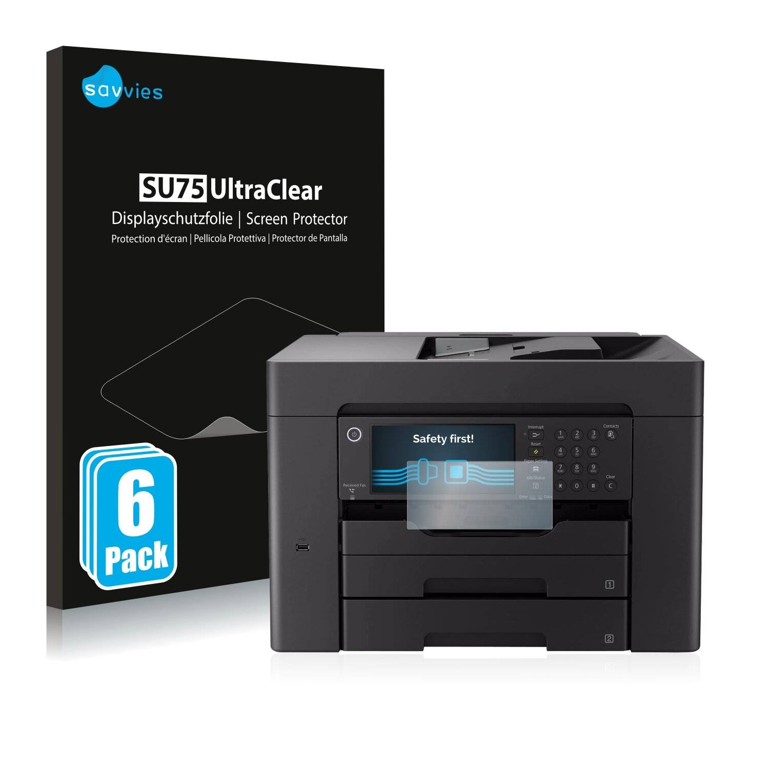 6x Savvies SU75 Displayschutzfolie für Epson Workforce