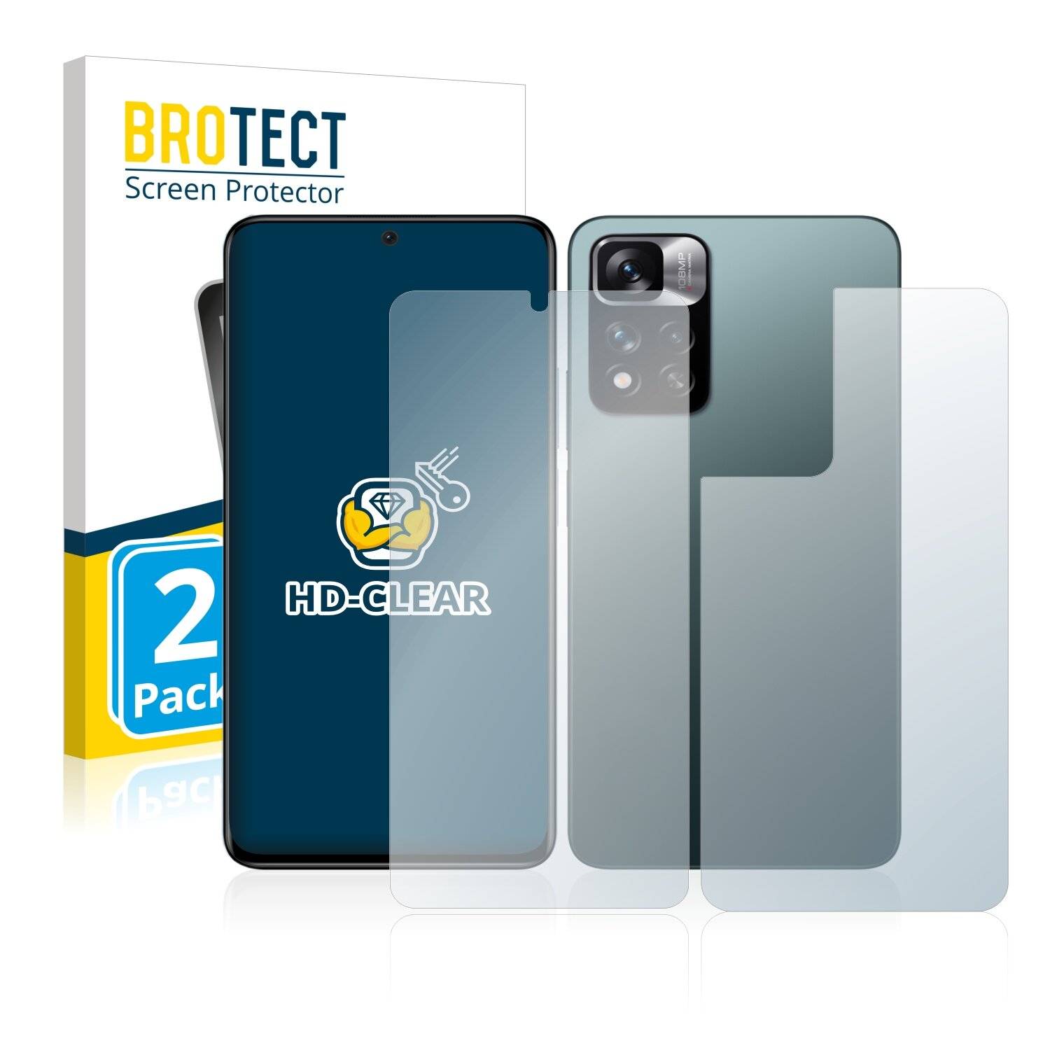 2x BROTECT HD-Clear Displayschutzfolie für Xiaomi Redmi Note 11 Pro+ 5G (Vorder +