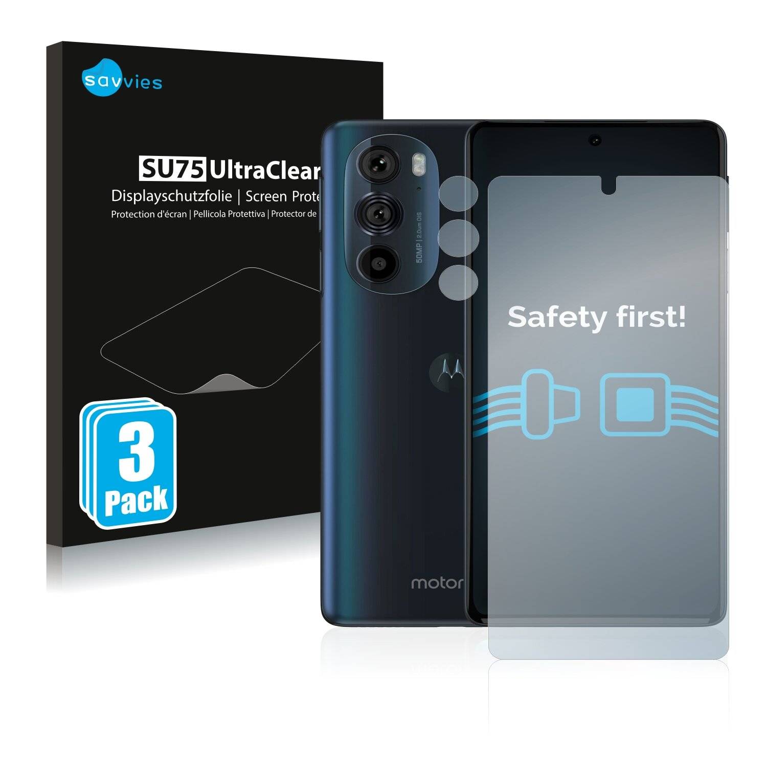 6x Savvies SU75 Displayschutzfolie für Motorola Edge 30 Pro (Vorderseite +