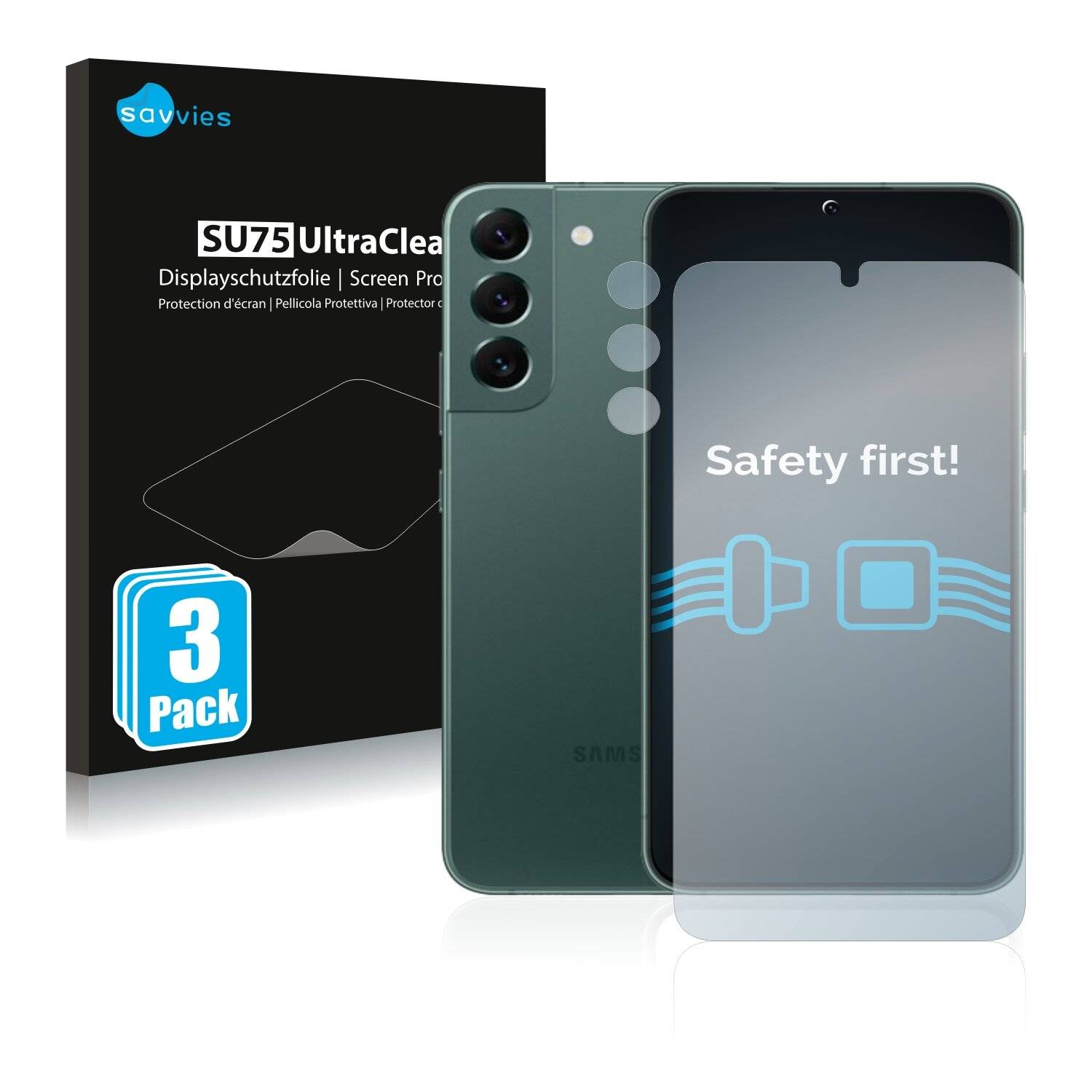 6x Savvies SU75 Displayschutzfolie für Samsung Galaxy S22 Plus 5G (Vorderseite +