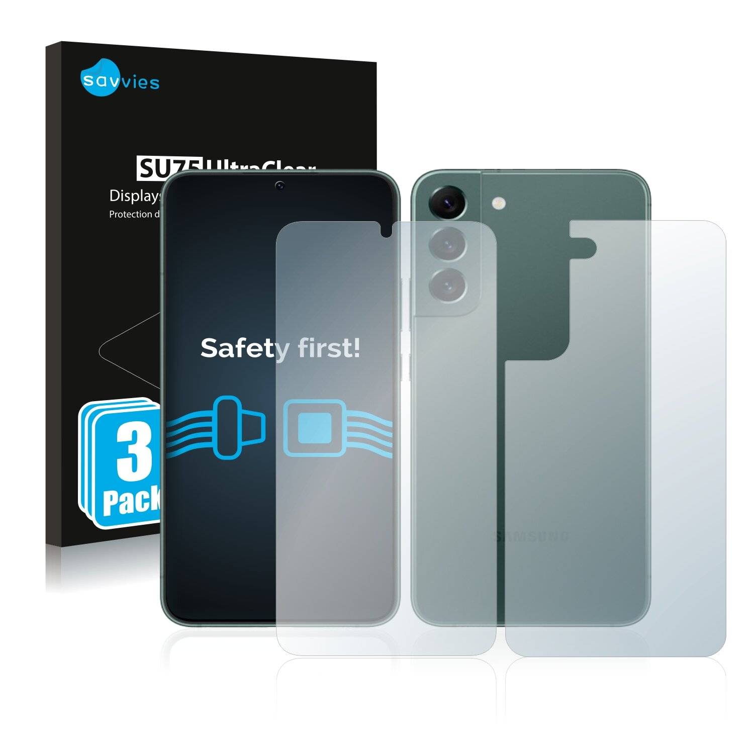 6x Savvies SU75 Displayschutzfolie für Samsung Galaxy S22 Plus 5G (Vorder +