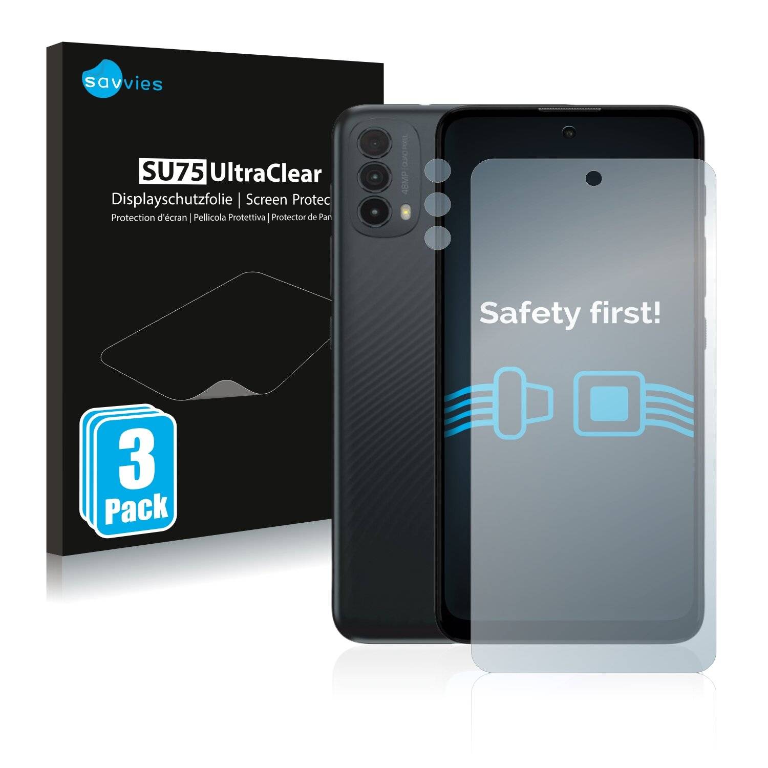 6x Savvies SU75 Displayschutzfolie für Motorola Moto E30 (Vorderseite +