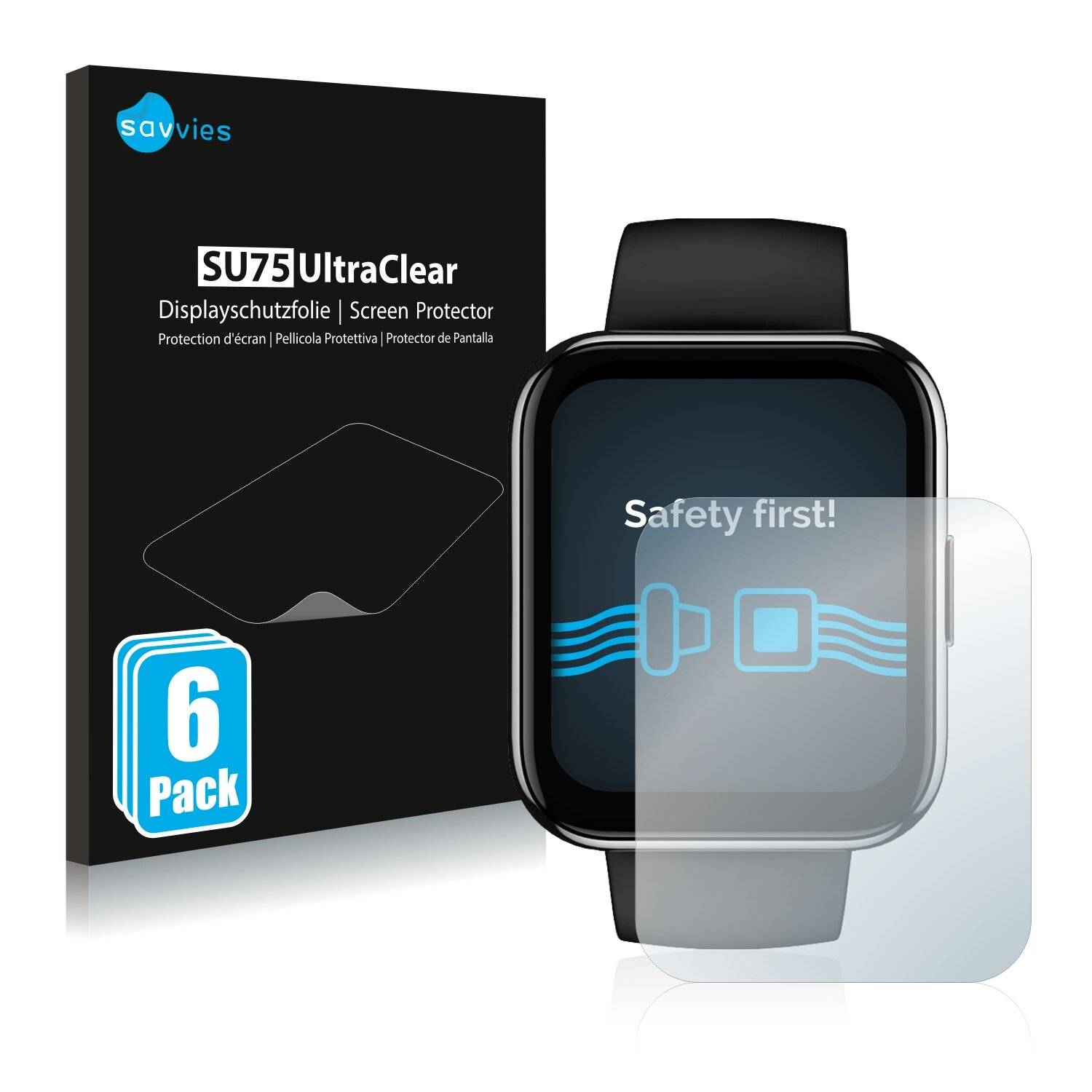 6x Savvies SU75 Displayschutzfolie für Realme Dizo Watch