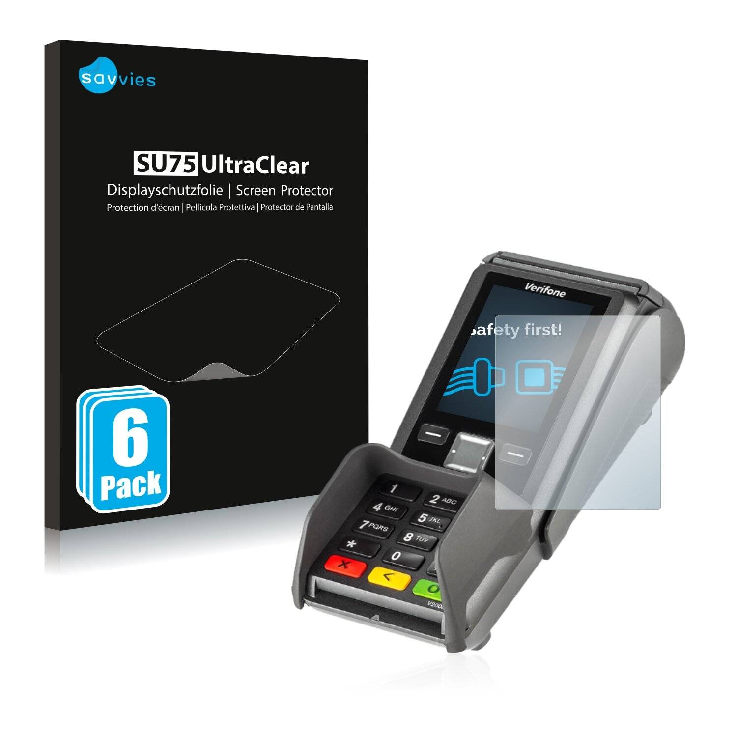 6x Savvies SU75 Displayschutzfolie für Concardis