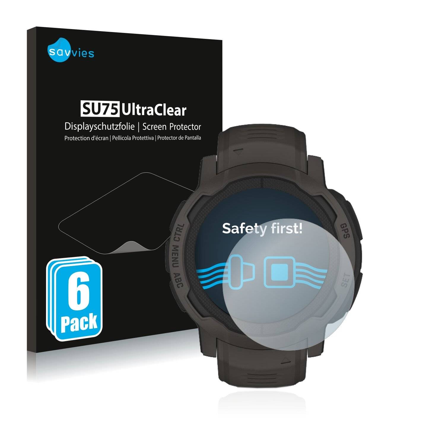 6x Savvies SU75 Displayschutzfolie für Garmin Instinct