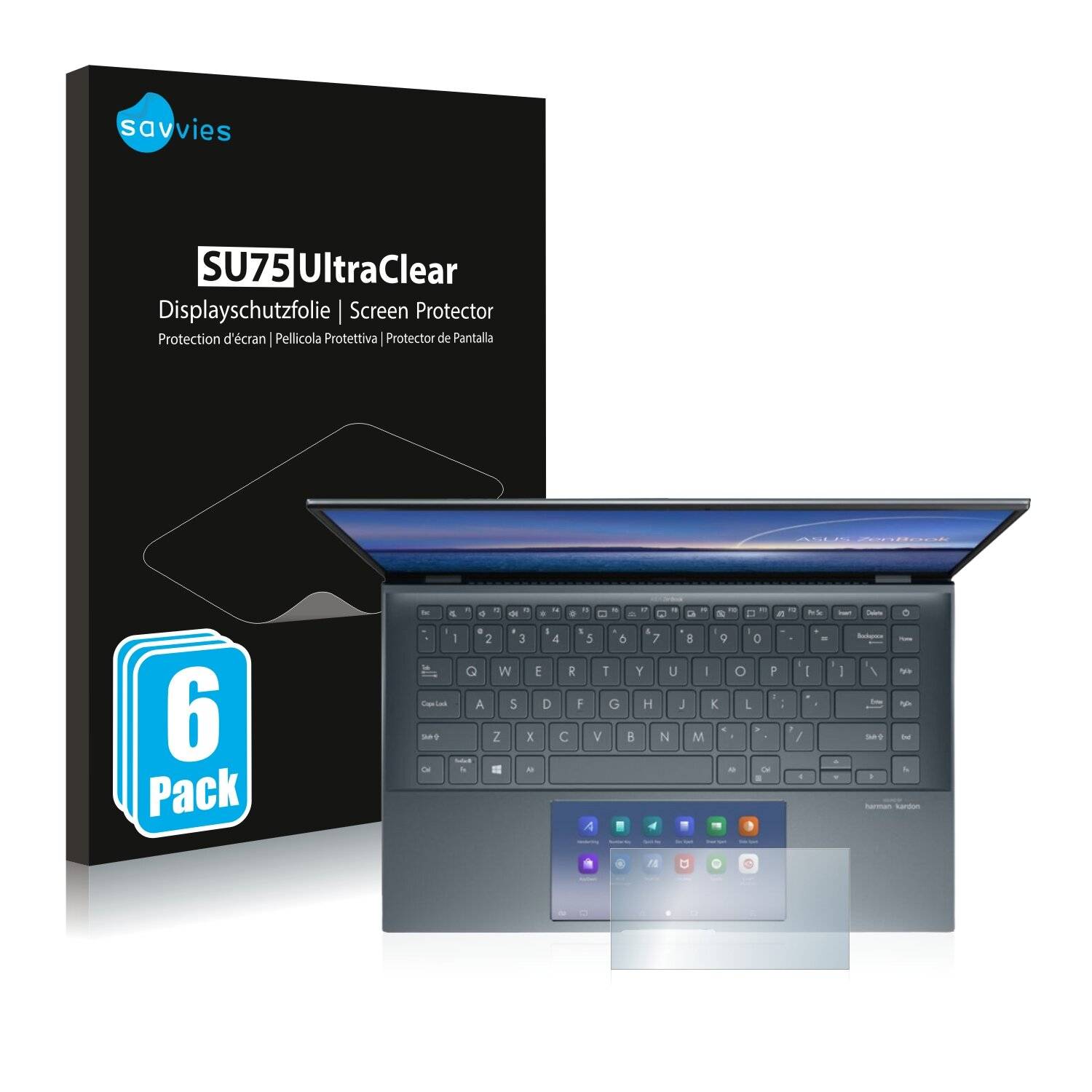 6x Savvies SU75 Displayschutzfolie für Asus ZenBook 14 UX435 (Touch