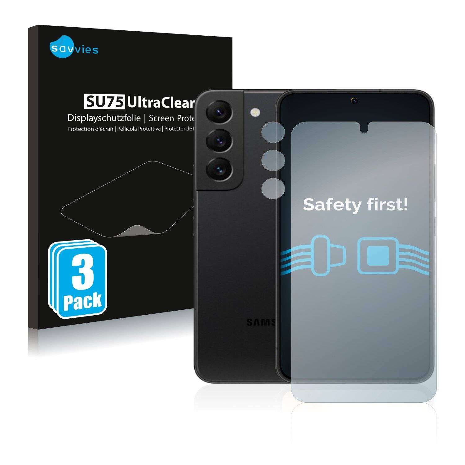 6x Savvies SU75 Displayschutzfolie für Samsung Galaxy S22 5G (Vorderseite +