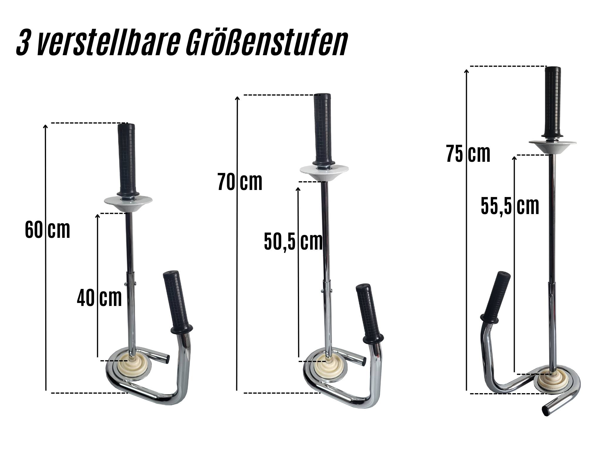 Berger & Schröter | Strechtfolienabroller Strechtabroller verchromt Stahl 400-550mm Rollenhöhe einstellbar, 30-70mm Kerndurchmesser, Abwickler Abrol